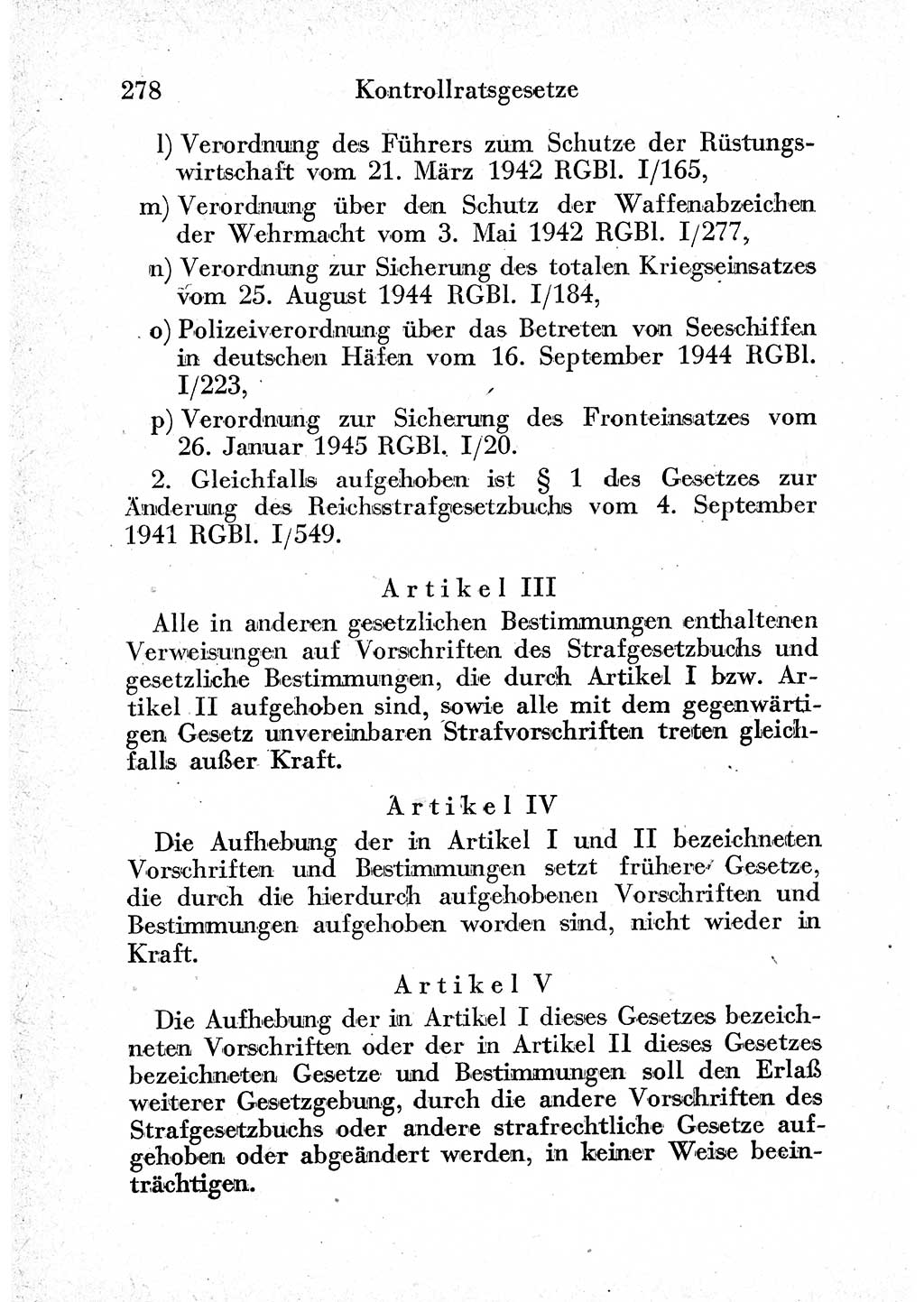 Strafprozeßordnung (StPO), Gerichtsverfassungsgesetz (GVG) und zahlreiche Nebengesetze der sowjetischen Besatzungszone (SBZ) in Deutschland 1949, Seite 278 (StPO GVG Ges. SBZ Dtl. 1949, S. 278)