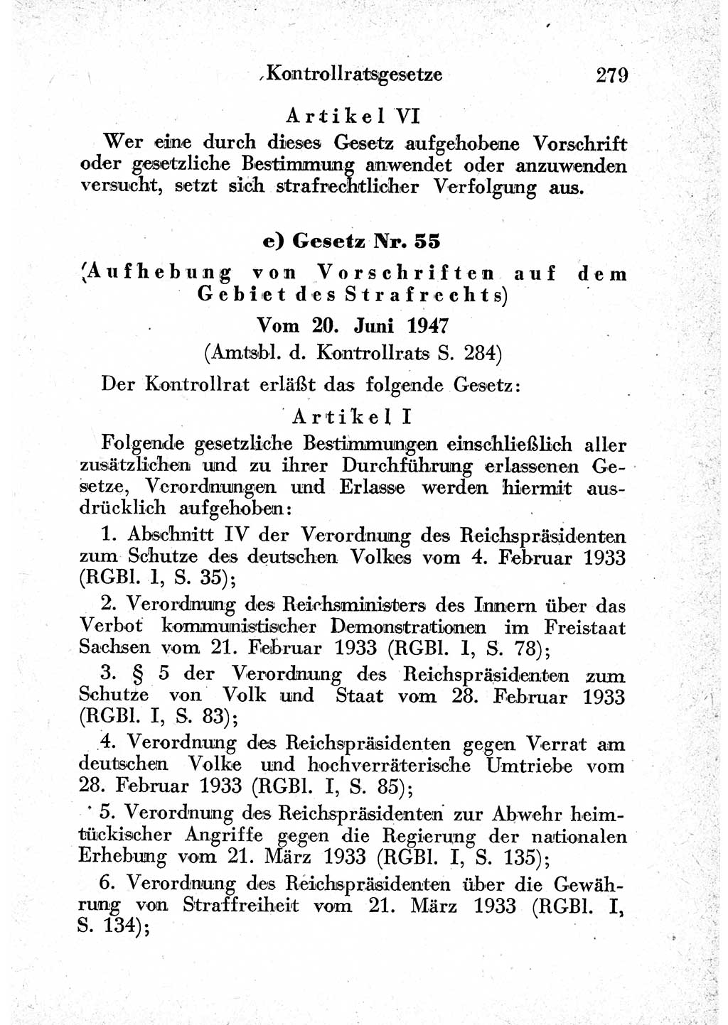 Strafprozeßordnung (StPO), Gerichtsverfassungsgesetz (GVG) und zahlreiche Nebengesetze der sowjetischen Besatzungszone (SBZ) in Deutschland 1949, Seite 279 (StPO GVG Ges. SBZ Dtl. 1949, S. 279)