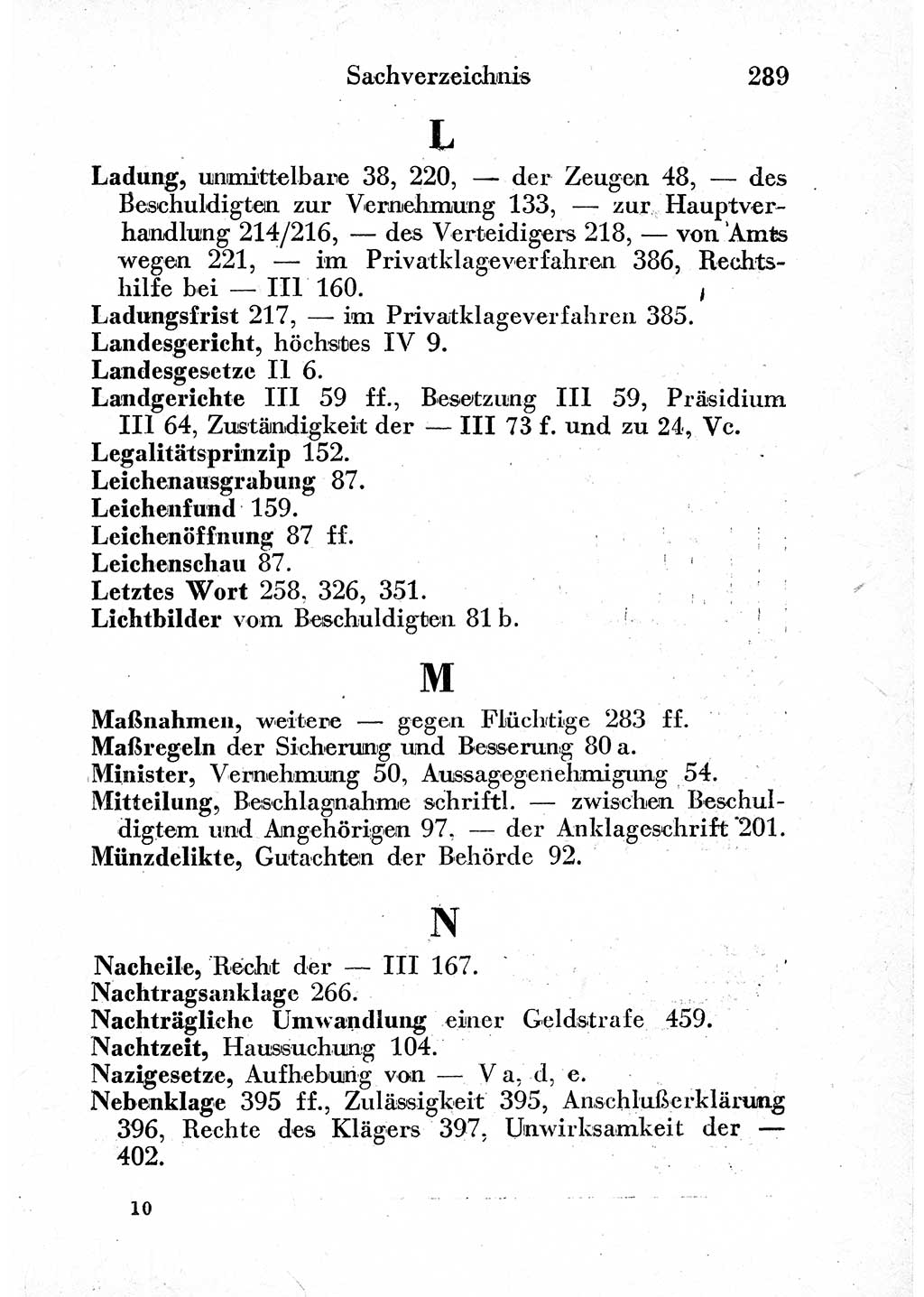 Strafprozeßordnung (StPO), Gerichtsverfassungsgesetz (GVG) und zahlreiche Nebengesetze der sowjetischen Besatzungszone (SBZ) in Deutschland 1949, Seite 289 (StPO GVG Ges. SBZ Dtl. 1949, S. 289)