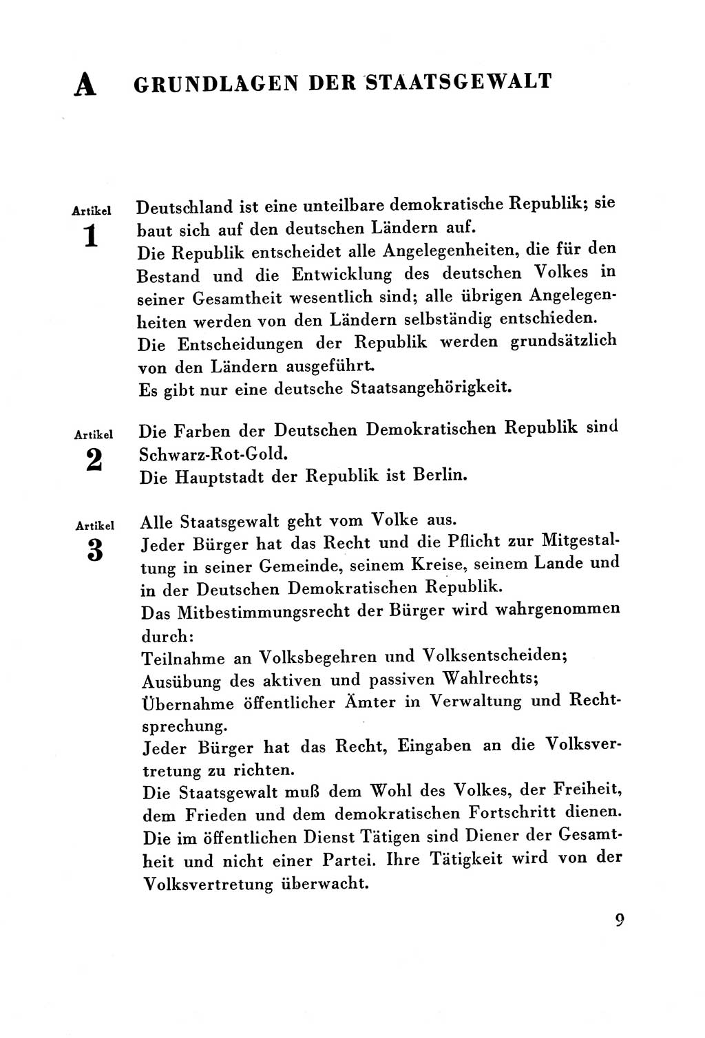 Verfassung der Deutschen Demokratischen Republik (DDR) vom 7. Oktober 1949, Seite 9 (Verf. DDR 1949, S. 9)