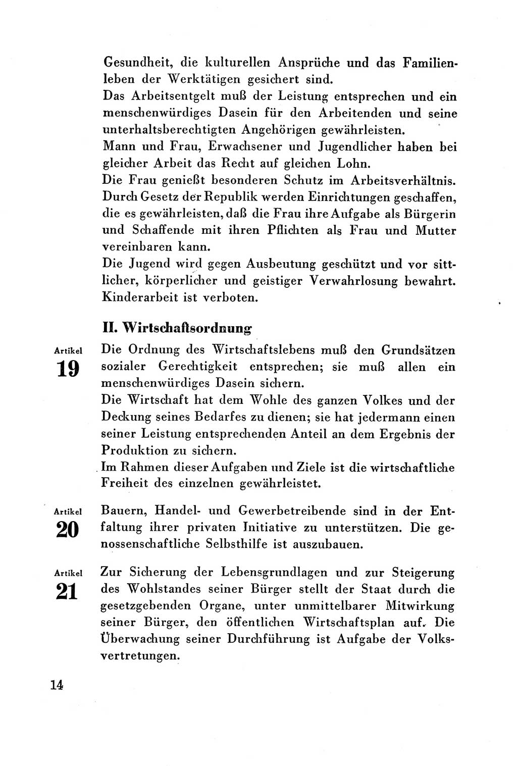 Verfassung der Deutschen Demokratischen Republik (DDR) vom 7. Oktober 1949, Seite 14 (Verf. DDR 1949, S. 14)