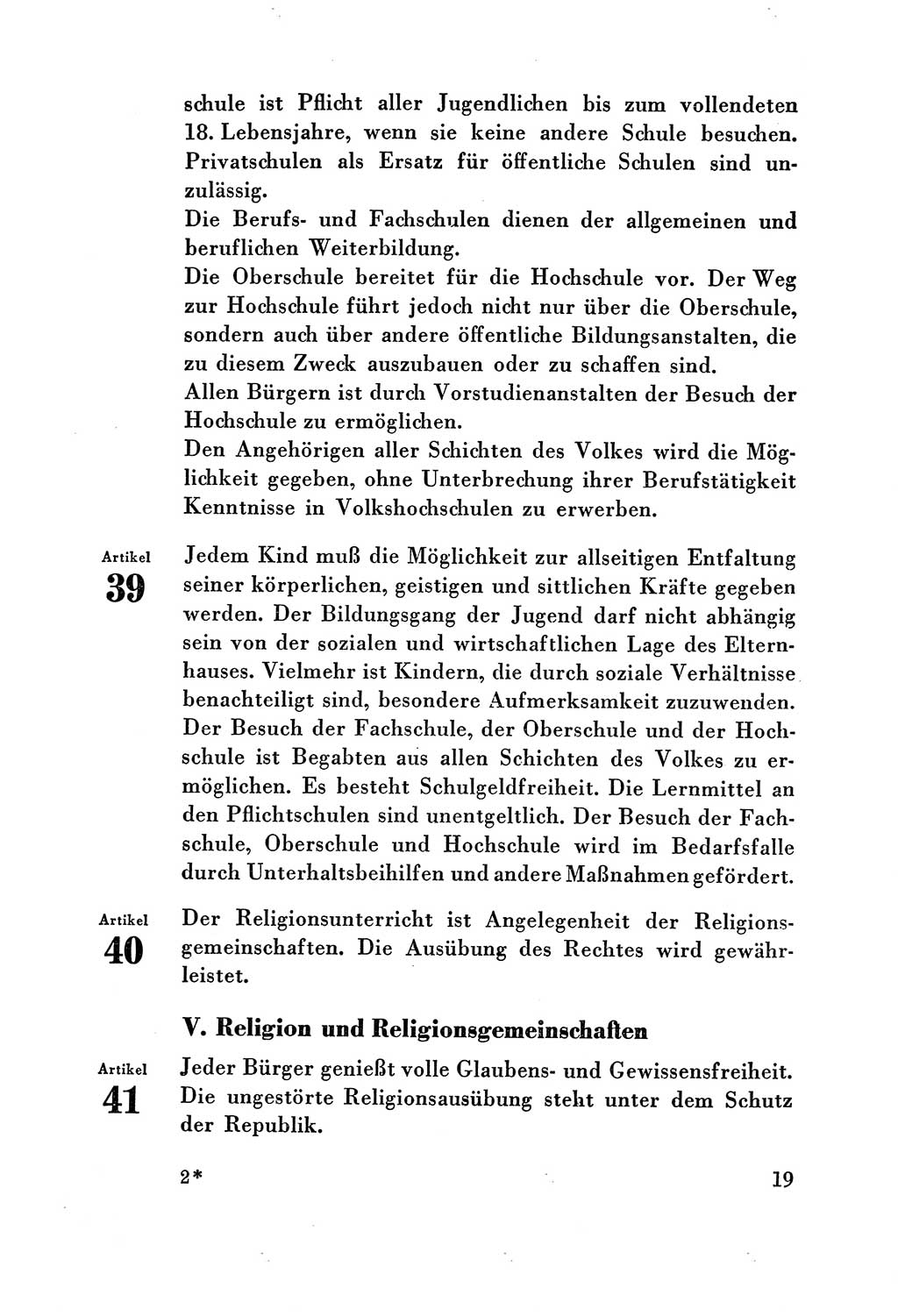 Verfassung der Deutschen Demokratischen Republik (DDR) vom 7. Oktober 1949, Seite 19 (Verf. DDR 1949, S. 19)