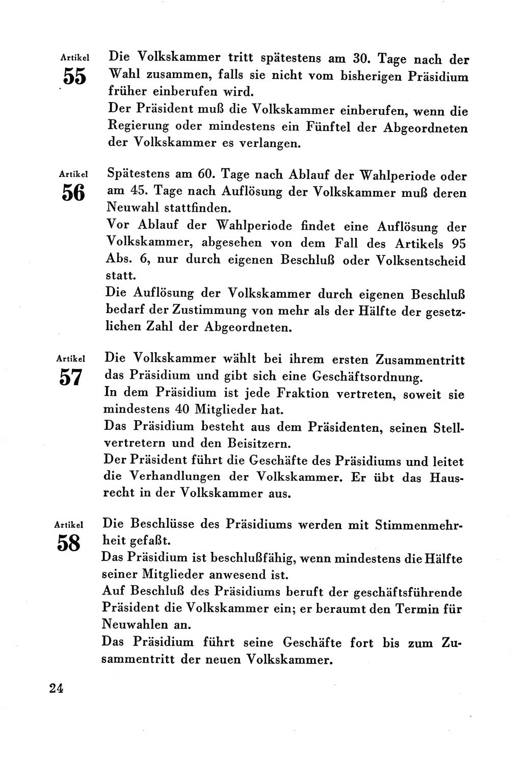Verfassung der Deutschen Demokratischen Republik (DDR) vom 7. Oktober 1949, Seite 24 (Verf. DDR 1949, S. 24)