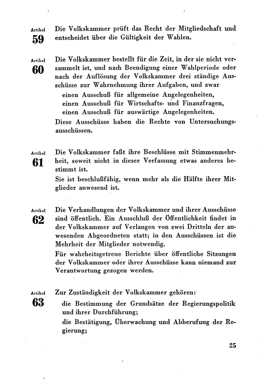 Verfassung der Deutschen Demokratischen Republik (DDR) vom 7. Oktober 1949, Seite 25 (Verf. DDR 1949, S. 25)