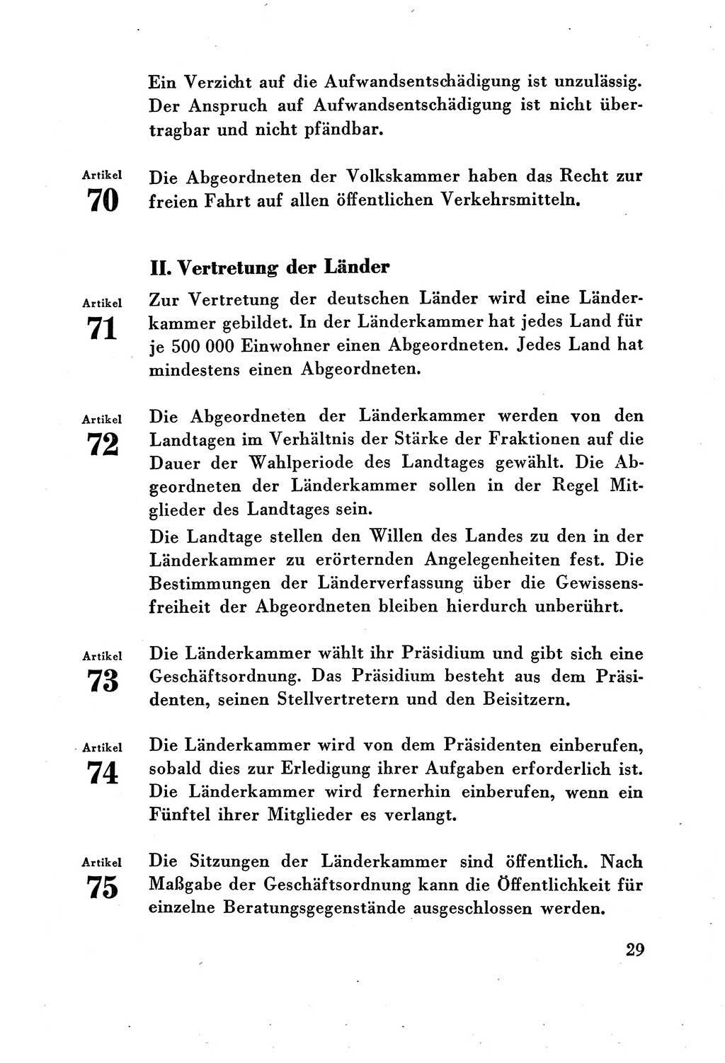 Verfassung der Deutschen Demokratischen Republik (DDR) vom 7. Oktober 1949, Seite 29 (Verf. DDR 1949, S. 29)