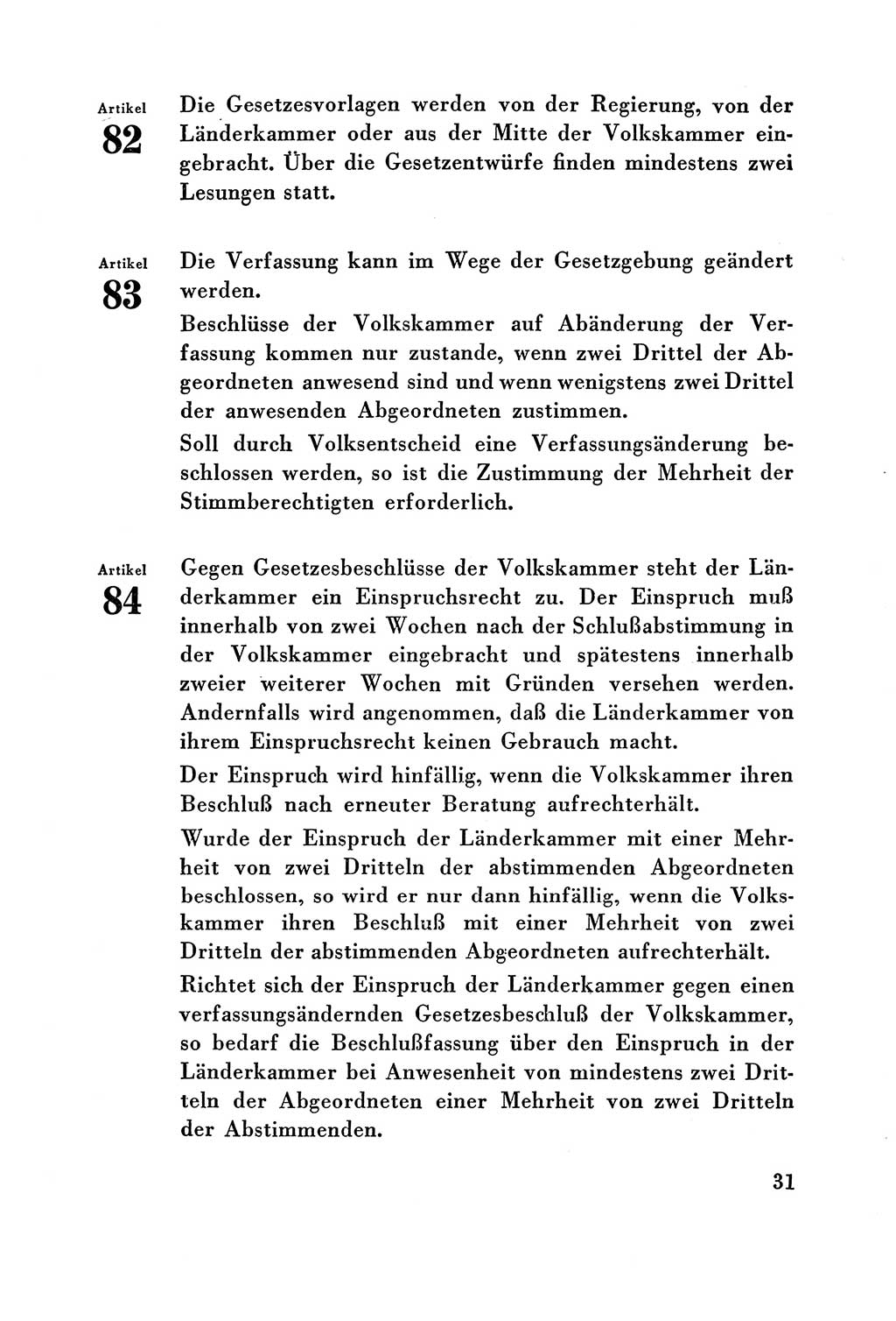 Verfassung der Deutschen Demokratischen Republik (DDR) vom 7. Oktober 1949, Seite 31 (Verf. DDR 1949, S. 31)
