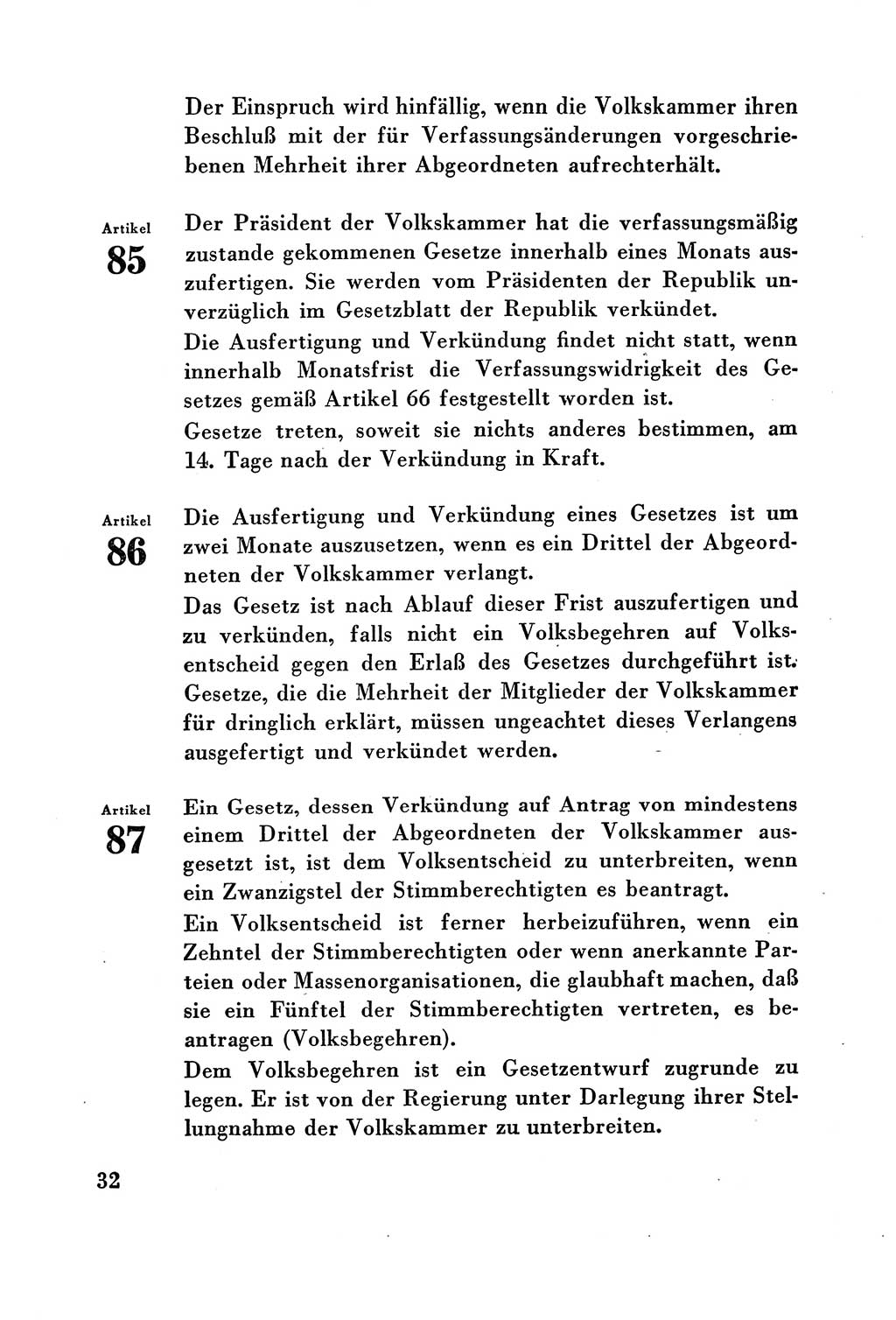 Verfassung der Deutschen Demokratischen Republik (DDR) vom 7. Oktober 1949, Seite 32 (Verf. DDR 1949, S. 32)