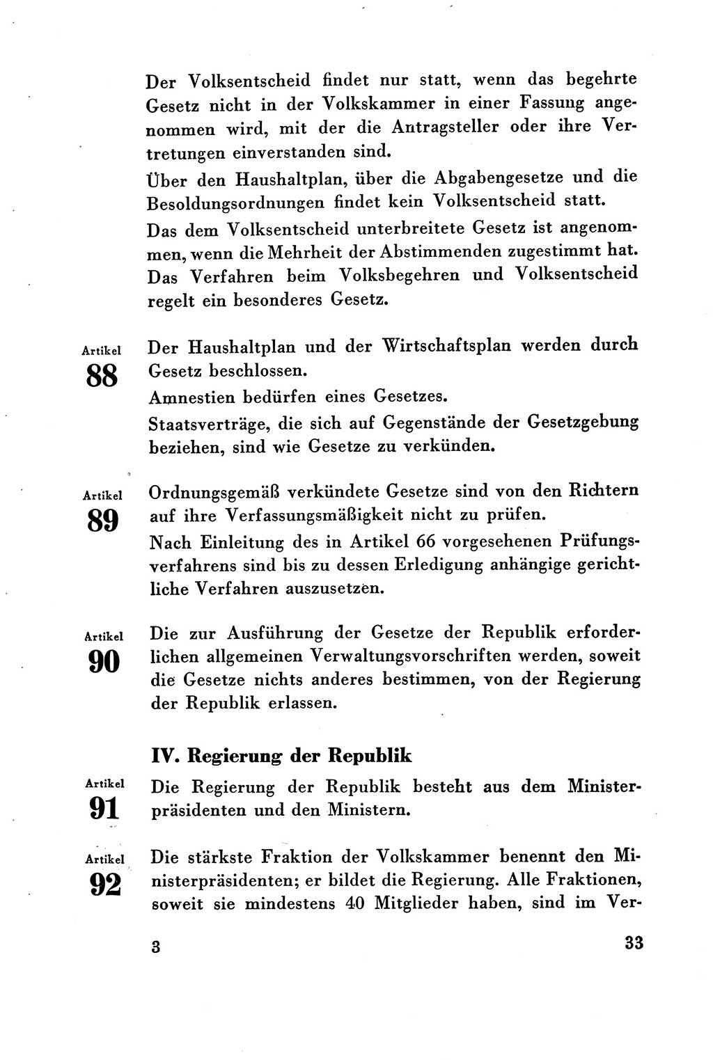 Verfassung der Deutschen Demokratischen Republik (DDR) vom 7. Oktober 1949, Seite 33 (Verf. DDR 1949, S. 33)