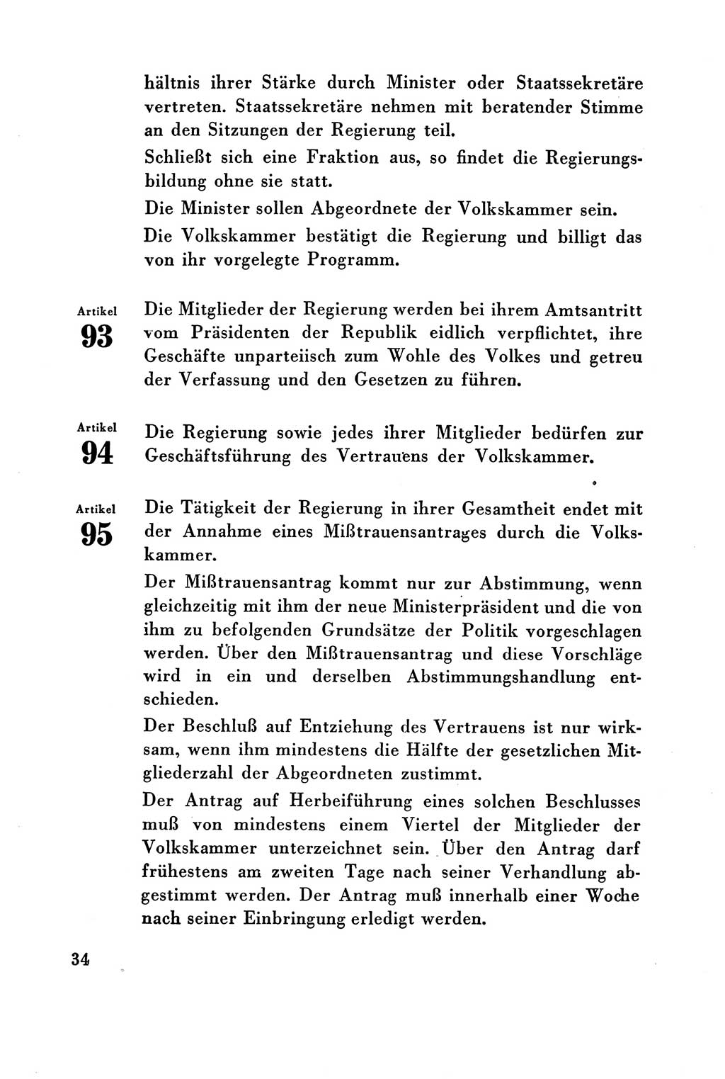 Verfassung der Deutschen Demokratischen Republik (DDR) vom 7. Oktober 1949, Seite 34 (Verf. DDR 1949, S. 34)