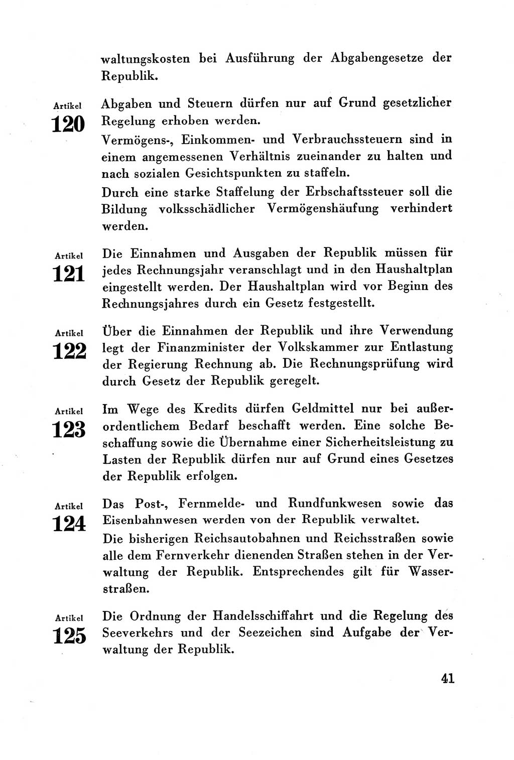 Verfassung der Deutschen Demokratischen Republik (DDR) vom 7. Oktober 1949, Seite 41 (Verf. DDR 1949, S. 41)