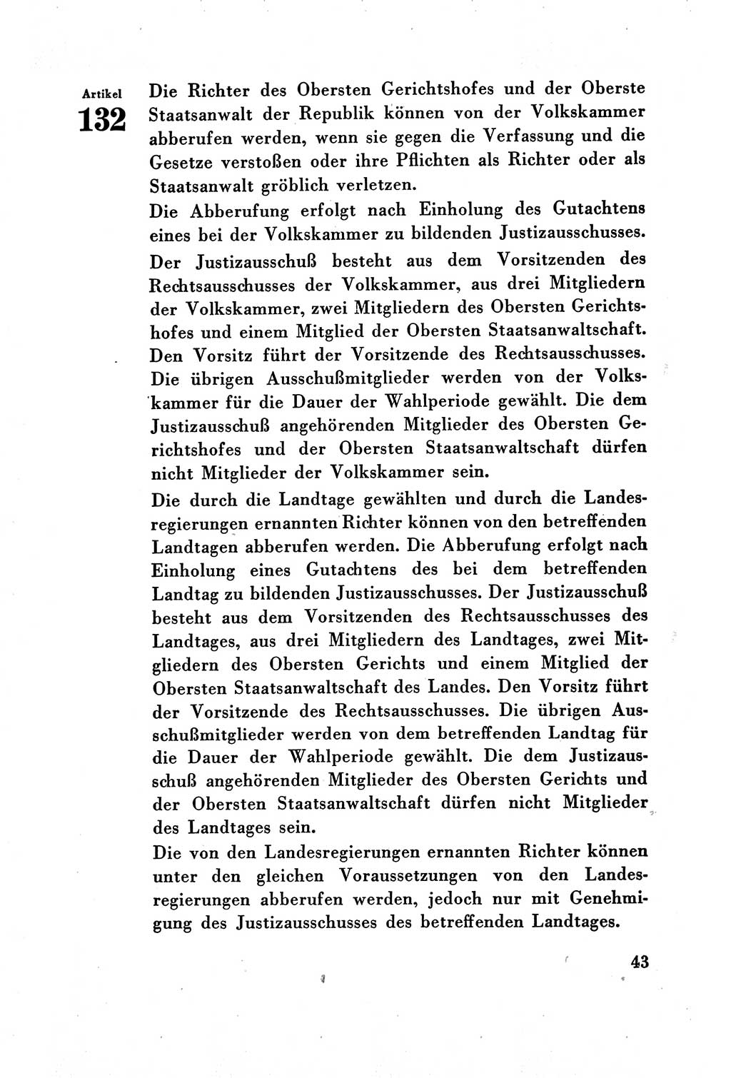 Verfassung der Deutschen Demokratischen Republik (DDR) vom 7. Oktober 1949, Seite 43 (Verf. DDR 1949, S. 43)