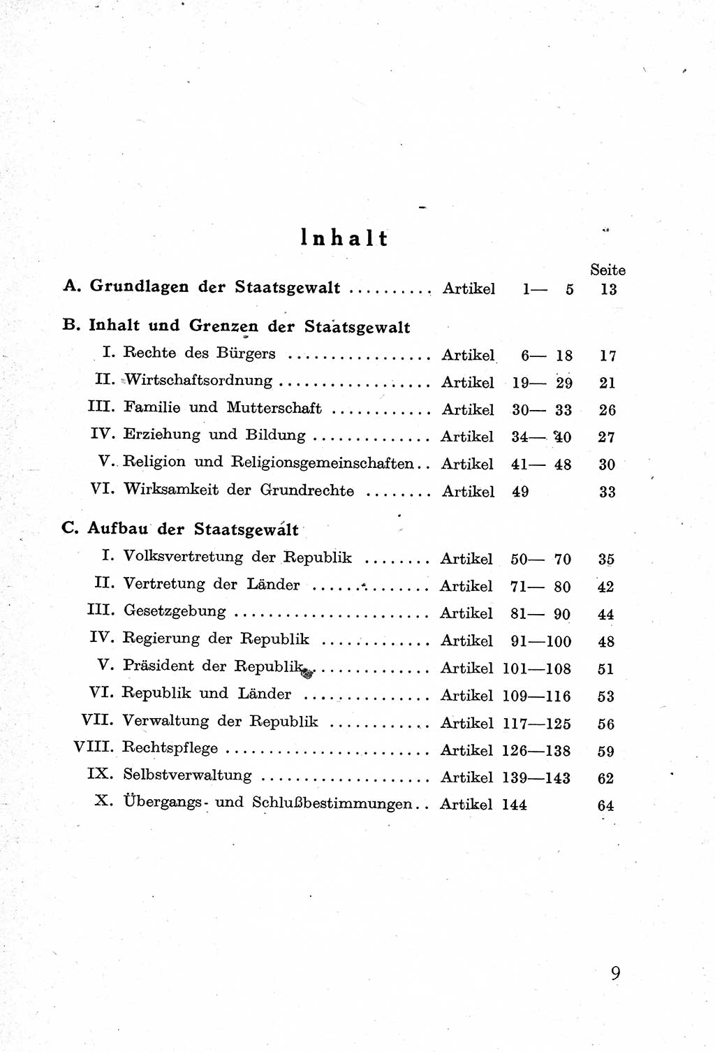 Verfassung der Deutschen Demokratischen Republik (DDR) mit einer Einleitung von Karl Steinhoff 1949, Seite 9 (Verf. DDR Einl. K. S. 1949, S. 9)