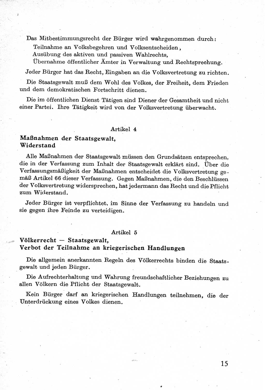 Verfassung der Deutschen Demokratischen Republik (DDR) mit einer Einleitung von Karl Steinhoff 1949, Seite 15 (Verf. DDR Einl. K. S. 1949, S. 15)