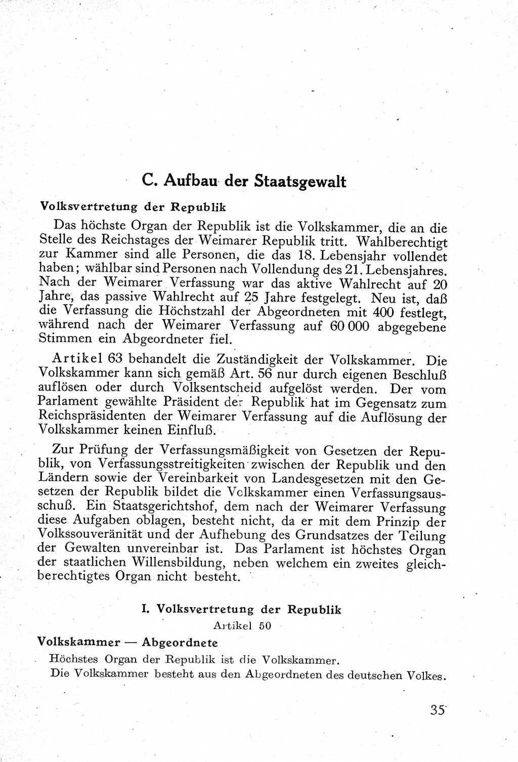 Verfassung der Deutschen Demokratischen Republik (DDR) mit einer Einleitung von Karl Steinhoff 1949, Seite 35 (Verf. DDR Einl. K. S. 1949, S. 35)