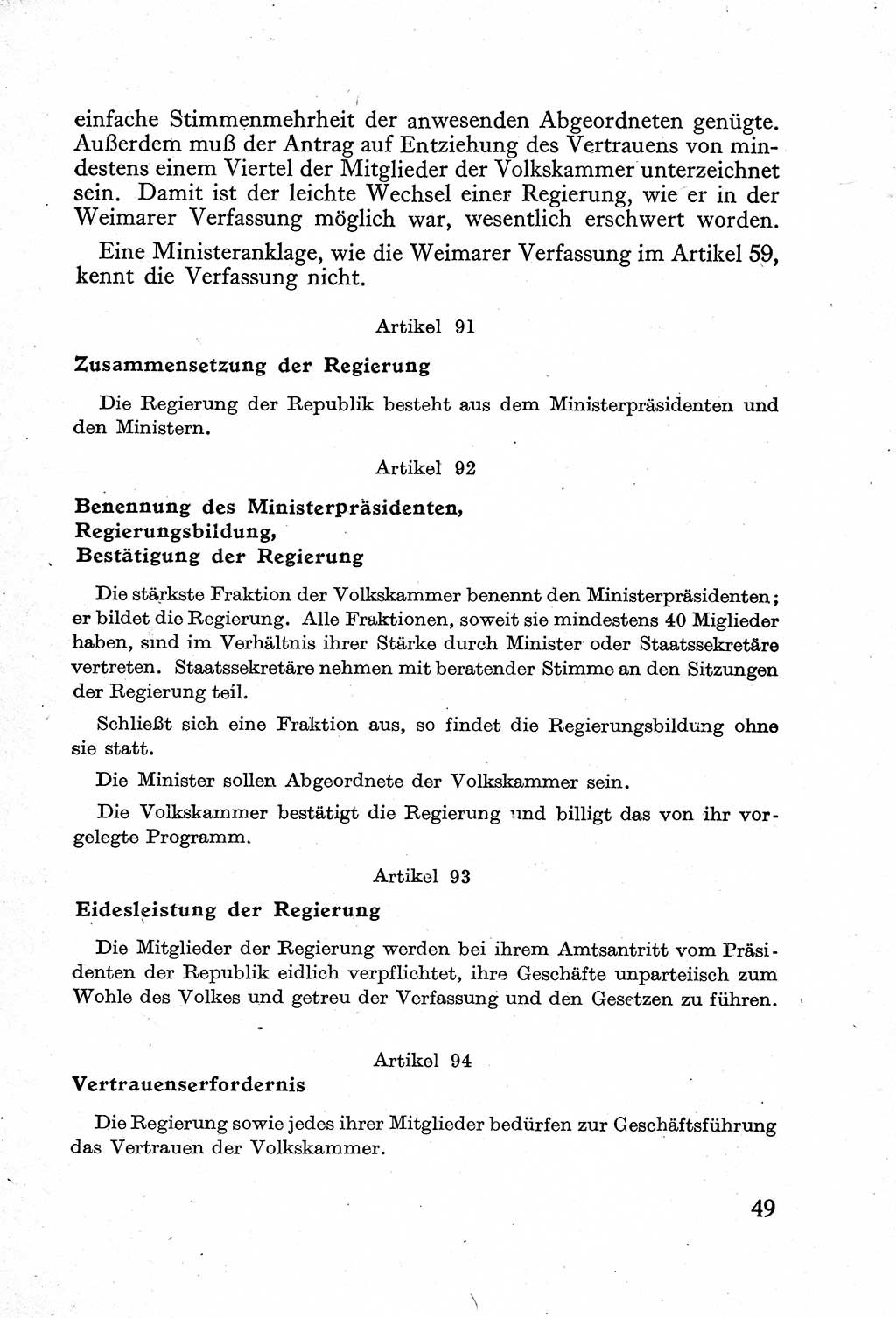 Verfassung der Deutschen Demokratischen Republik (DDR) mit einer Einleitung von Karl Steinhoff 1949, Seite 49 (Verf. DDR Einl. K. S. 1949, S. 49)
