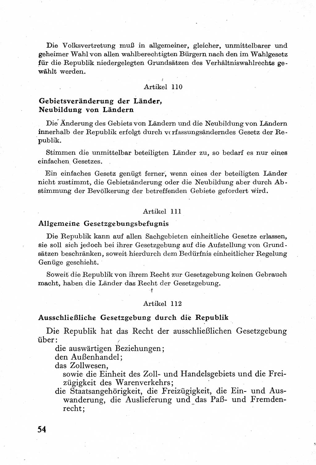 Verfassung der Deutschen Demokratischen Republik (DDR) mit einer Einleitung von Karl Steinhoff 1949, Seite 54 (Verf. DDR Einl. K. S. 1949, S. 54)