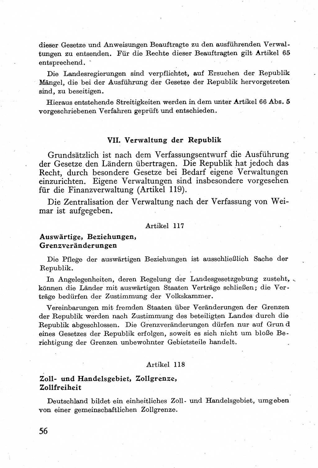 Verfassung der Deutschen Demokratischen Republik (DDR) mit einer Einleitung von Karl Steinhoff 1949, Seite 56 (Verf. DDR Einl. K. S. 1949, S. 56)