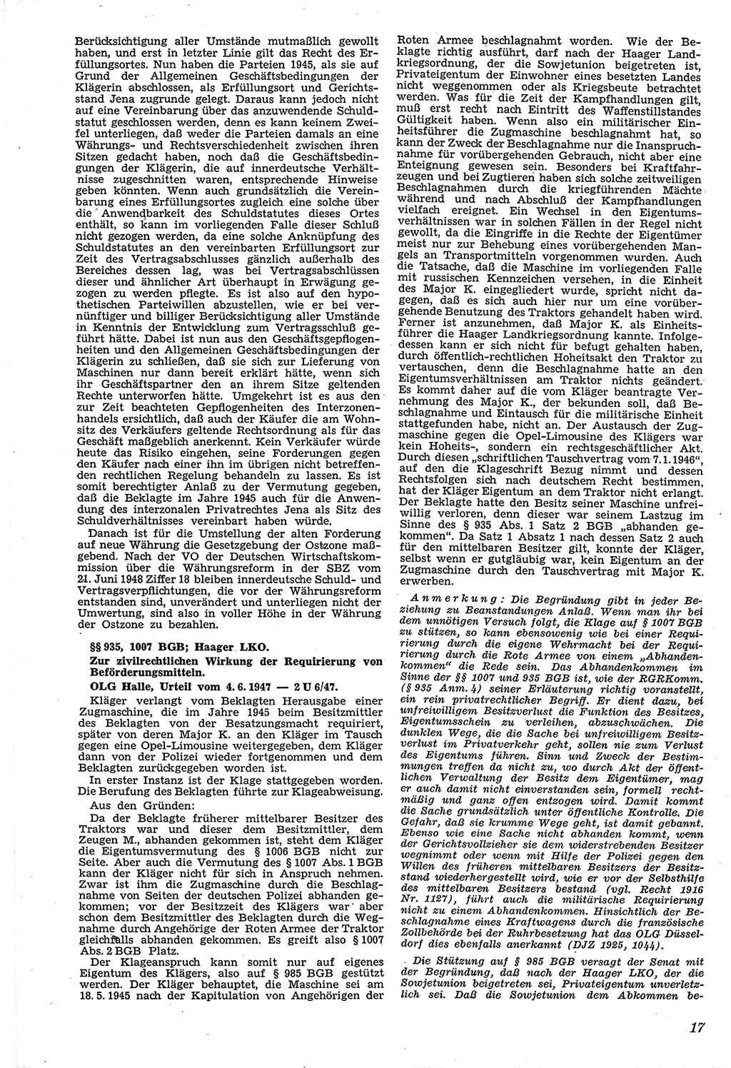 Neue Justiz (NJ), Zeitschrift für Recht und Rechtswissenschaft [Sowjetische Besatzungszone (SBZ) Deutschland, Deutsche Demokratische Republik (DDR)], 3. Jahrgang 1949, Seite 17 (NJ SBZ Dtl. DDR 1949, S. 17)