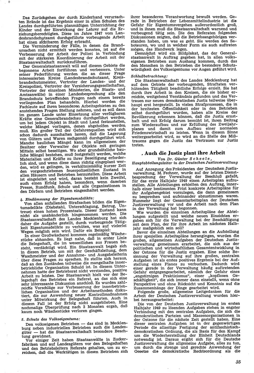 Neue Justiz (NJ), Zeitschrift für Recht und Rechtswissenschaft [Sowjetische Besatzungszone (SBZ) Deutschland, Deutsche Demokratische Republik (DDR)], 3. Jahrgang 1949, Seite 35 (NJ SBZ Dtl. DDR 1949, S. 35)