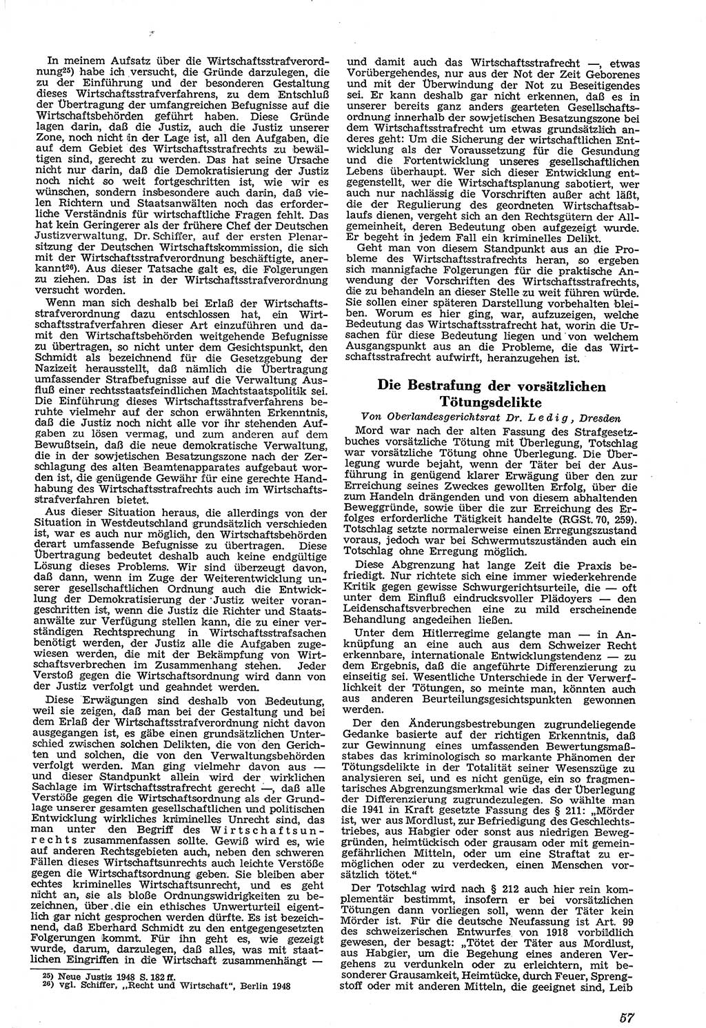 Neue Justiz (NJ), Zeitschrift für Recht und Rechtswissenschaft [Sowjetische Besatzungszone (SBZ) Deutschland, Deutsche Demokratische Republik (DDR)], 3. Jahrgang 1949, Seite 57 (NJ SBZ Dtl. DDR 1949, S. 57)