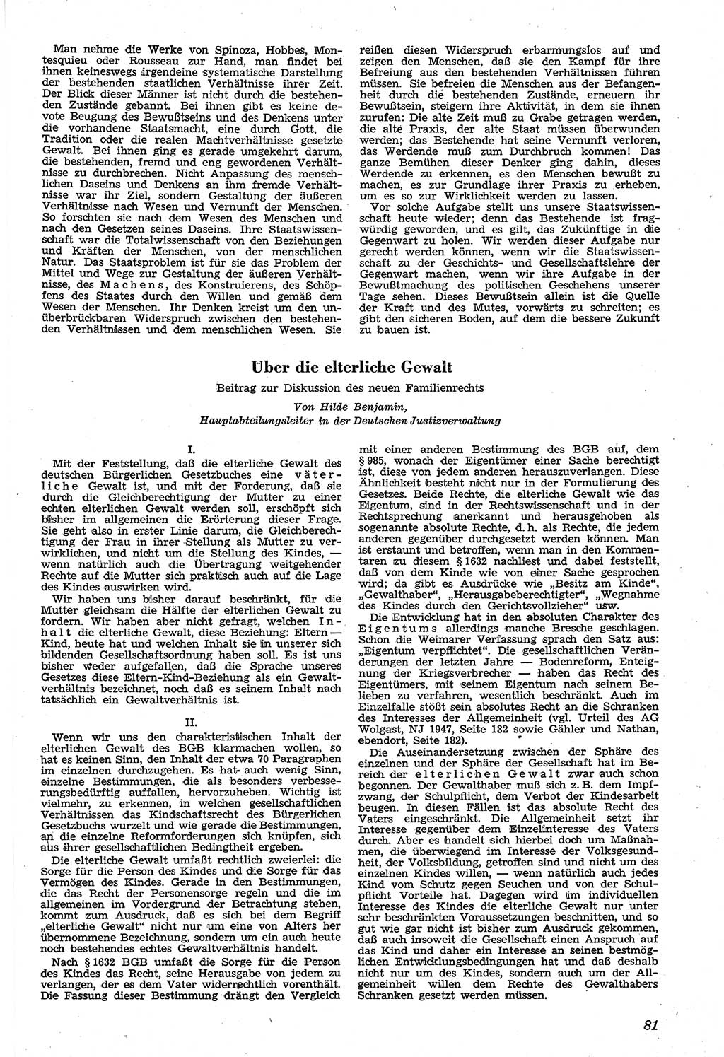 Neue Justiz (NJ), Zeitschrift für Recht und Rechtswissenschaft [Sowjetische Besatzungszone (SBZ) Deutschland, Deutsche Demokratische Republik (DDR)], 3. Jahrgang 1949, Seite 81 (NJ SBZ Dtl. DDR 1949, S. 81)