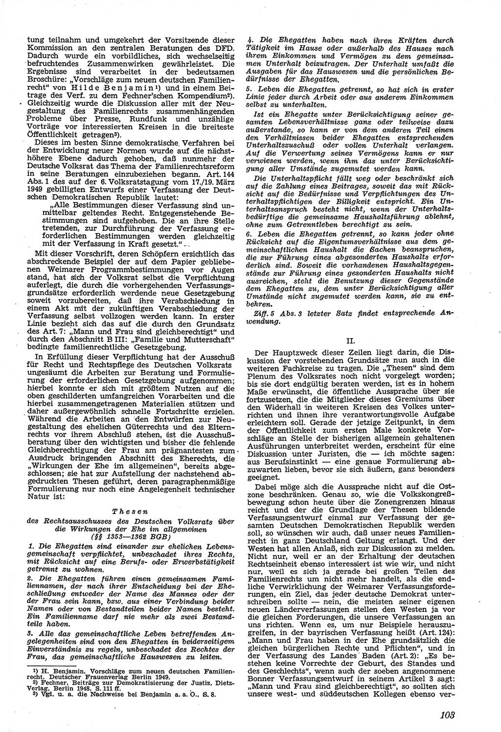 Neue Justiz (NJ), Zeitschrift für Recht und Rechtswissenschaft [Sowjetische Besatzungszone (SBZ) Deutschland, Deutsche Demokratische Republik (DDR)], 3. Jahrgang 1949, Seite 103 (NJ SBZ Dtl. DDR 1949, S. 103)