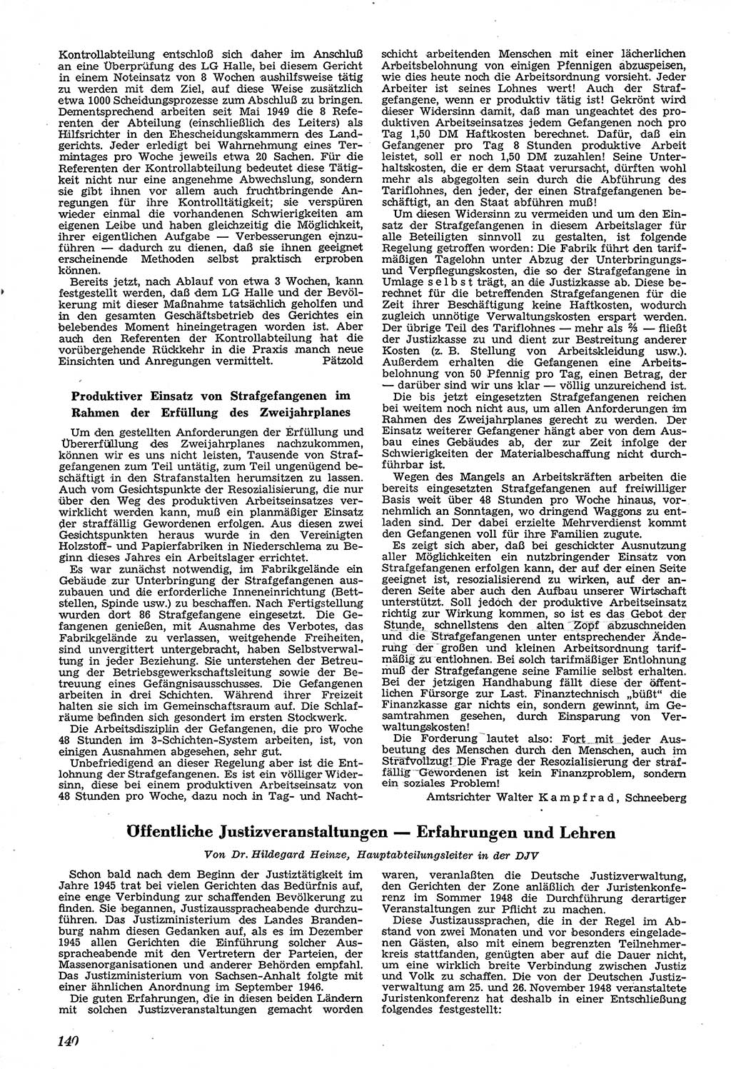 Neue Justiz (NJ), Zeitschrift für Recht und Rechtswissenschaft [Sowjetische Besatzungszone (SBZ) Deutschland, Deutsche Demokratische Republik (DDR)], 3. Jahrgang 1949, Seite 140 (NJ SBZ Dtl. DDR 1949, S. 140)