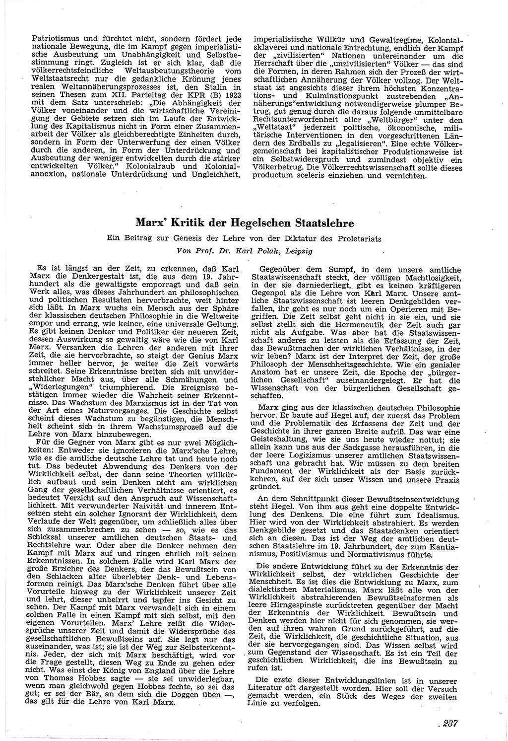 Neue Justiz (NJ), Zeitschrift für Recht und Rechtswissenschaft [Sowjetische Besatzungszone (SBZ) Deutschland, Deutsche Demokratische Republik (DDR)], 3. Jahrgang 1949, Seite 237 (NJ SBZ Dtl. DDR 1949, S. 237)