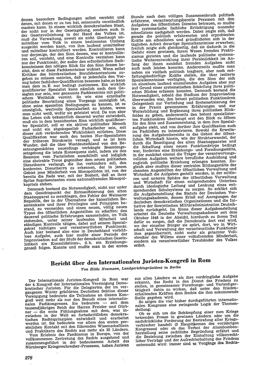 Neue Justiz (NJ), Zeitschrift für Recht und Rechtswissenschaft [Sowjetische Besatzungszone (SBZ) Deutschland, Deutsche Demokratische Republik (DDR)], 3. Jahrgang 1949, Seite 278 (NJ SBZ Dtl. DDR 1949, S. 278)