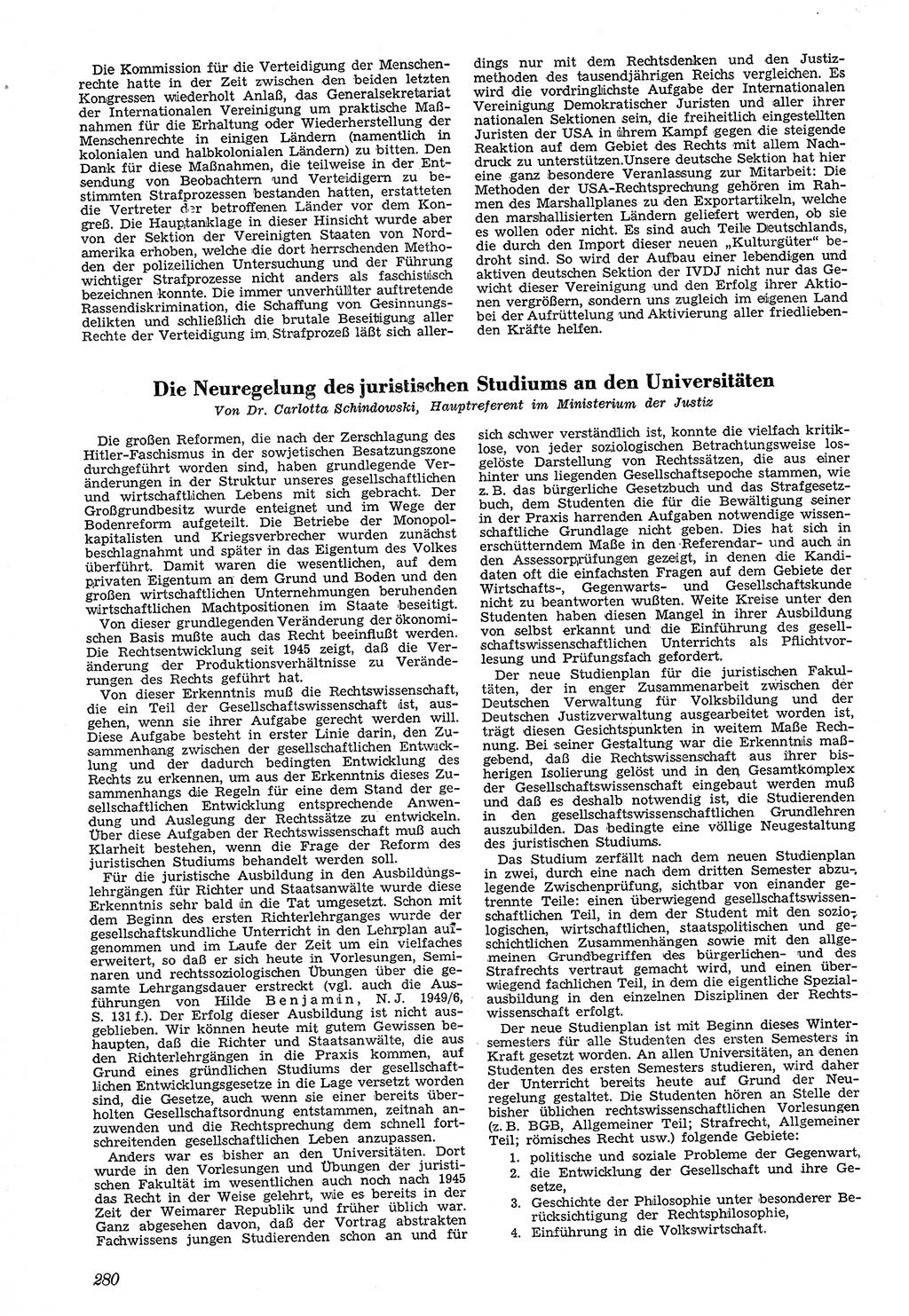 Neue Justiz (NJ), Zeitschrift für Recht und Rechtswissenschaft [Sowjetische Besatzungszone (SBZ) Deutschland, Deutsche Demokratische Republik (DDR)], 3. Jahrgang 1949, Seite 280 (NJ SBZ Dtl. DDR 1949, S. 280)