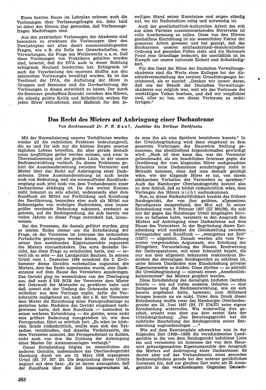 Neue Justiz (NJ), Zeitschrift für Recht und Rechtswissenschaft [Sowjetische Besatzungszone (SBZ) Deutschland, Deutsche Demokratische Republik (DDR)], 3. Jahrgang 1949, Seite 282 (NJ SBZ Dtl. DDR 1949, S. 282)