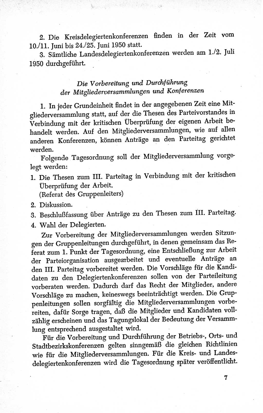Dokumente der Sozialistischen Einheitspartei Deutschlands (SED) [Deutsche Demokratische Republik (DDR)] 1950-1952, Seite 7 (Dok. SED DDR 1950-1952, S. 7)