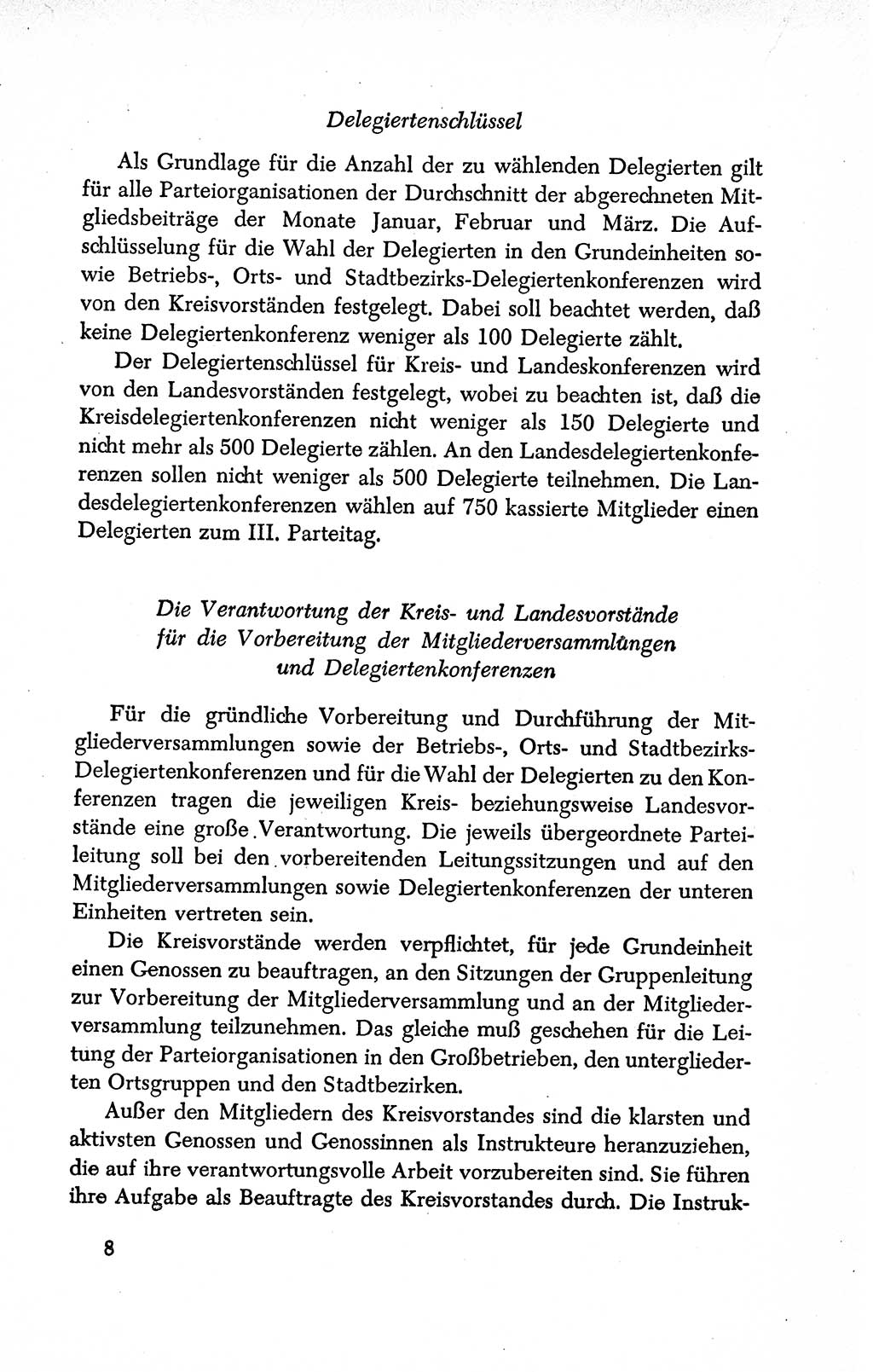 Dokumente der Sozialistischen Einheitspartei Deutschlands (SED) [Deutsche Demokratische Republik (DDR)] 1950-1952, Seite 8 (Dok. SED DDR 1950-1952, S. 8)
