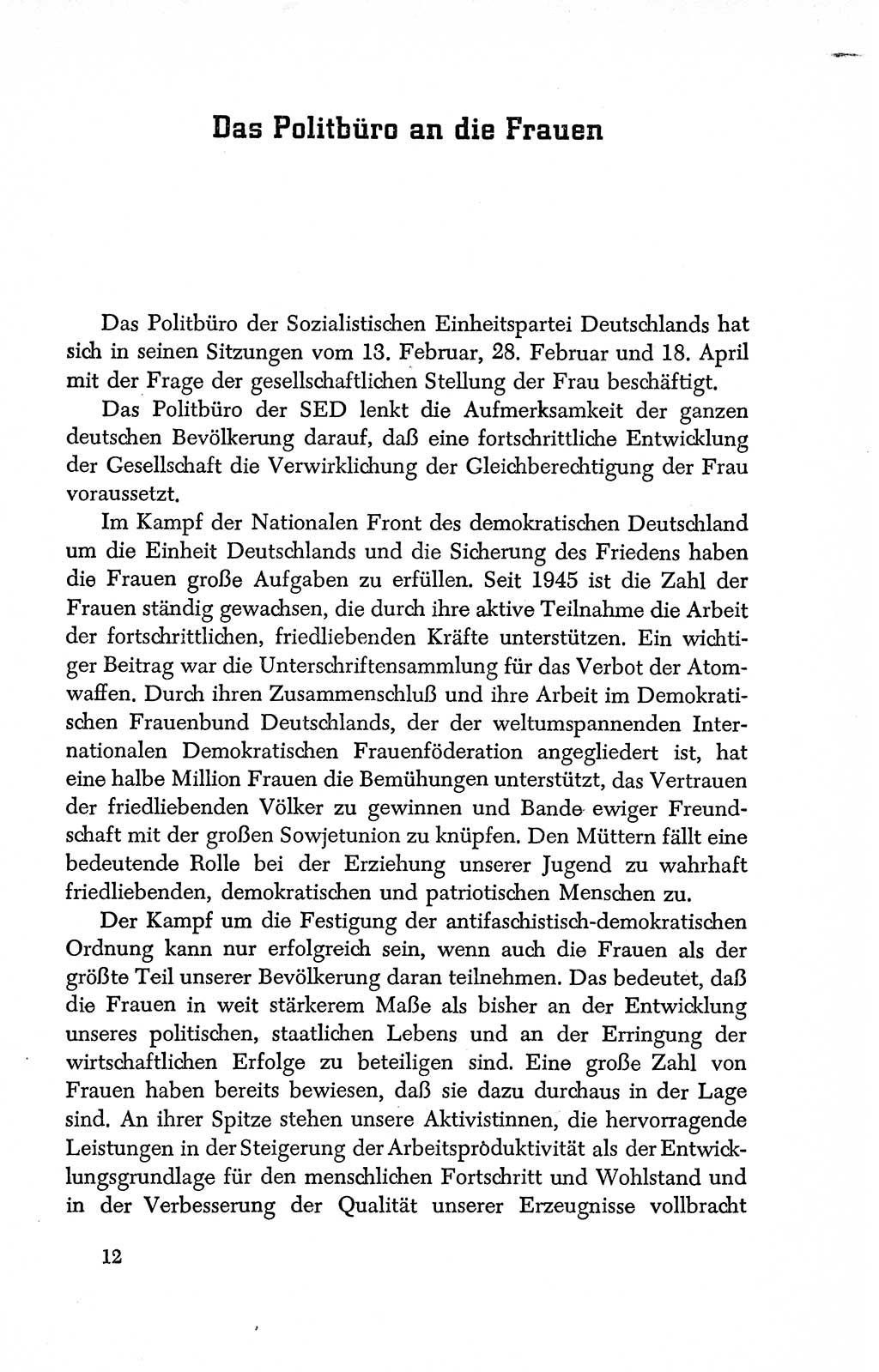 Dokumente der Sozialistischen Einheitspartei Deutschlands (SED) [Deutsche Demokratische Republik (DDR)] 1950-1952, Seite 12 (Dok. SED DDR 1950-1952, S. 12)