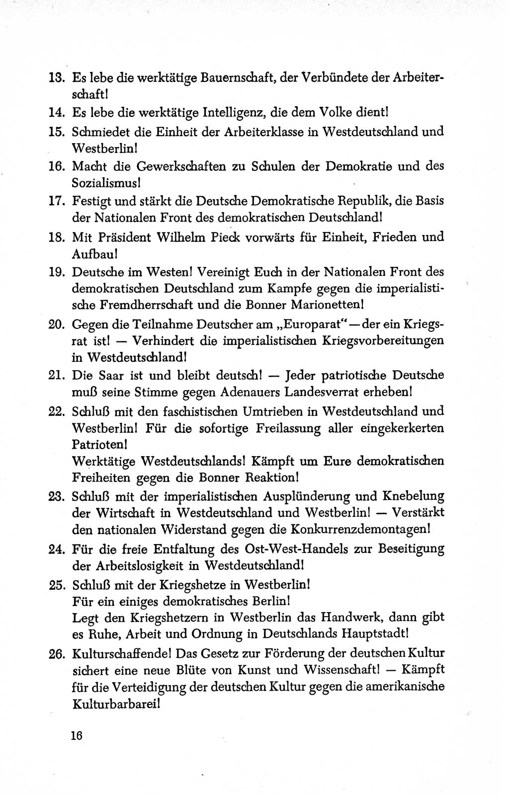 Dokumente der Sozialistischen Einheitspartei Deutschlands (SED) [Deutsche Demokratische Republik (DDR)] 1950-1952, Seite 16 (Dok. SED DDR 1950-1952, S. 16)
