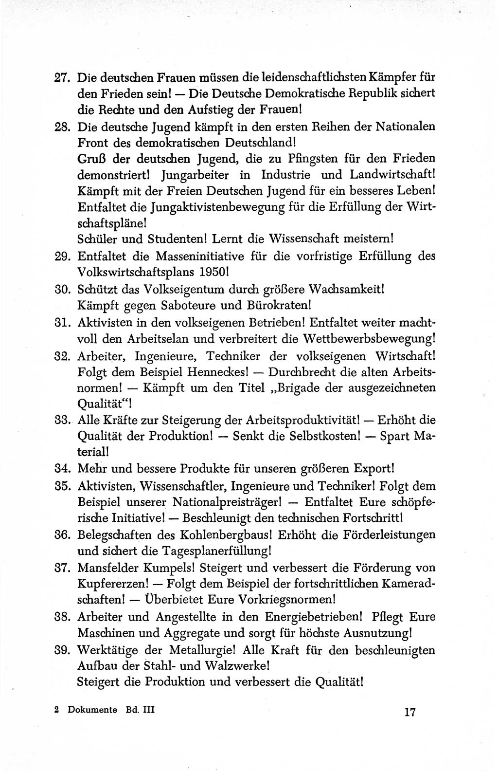 Dokumente der Sozialistischen Einheitspartei Deutschlands (SED) [Deutsche Demokratische Republik (DDR)] 1950-1952, Seite 17 (Dok. SED DDR 1950-1952, S. 17)