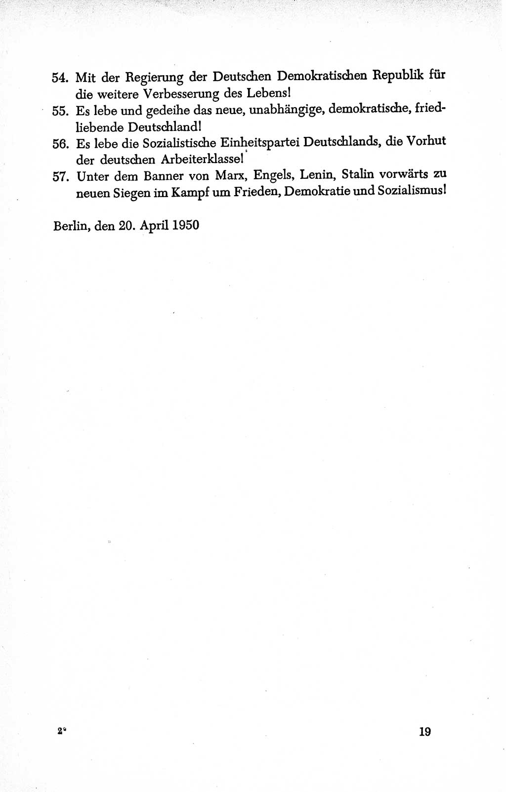 Dokumente der Sozialistischen Einheitspartei Deutschlands (SED) [Deutsche Demokratische Republik (DDR)] 1950-1952, Seite 19 (Dok. SED DDR 1950-1952, S. 19)