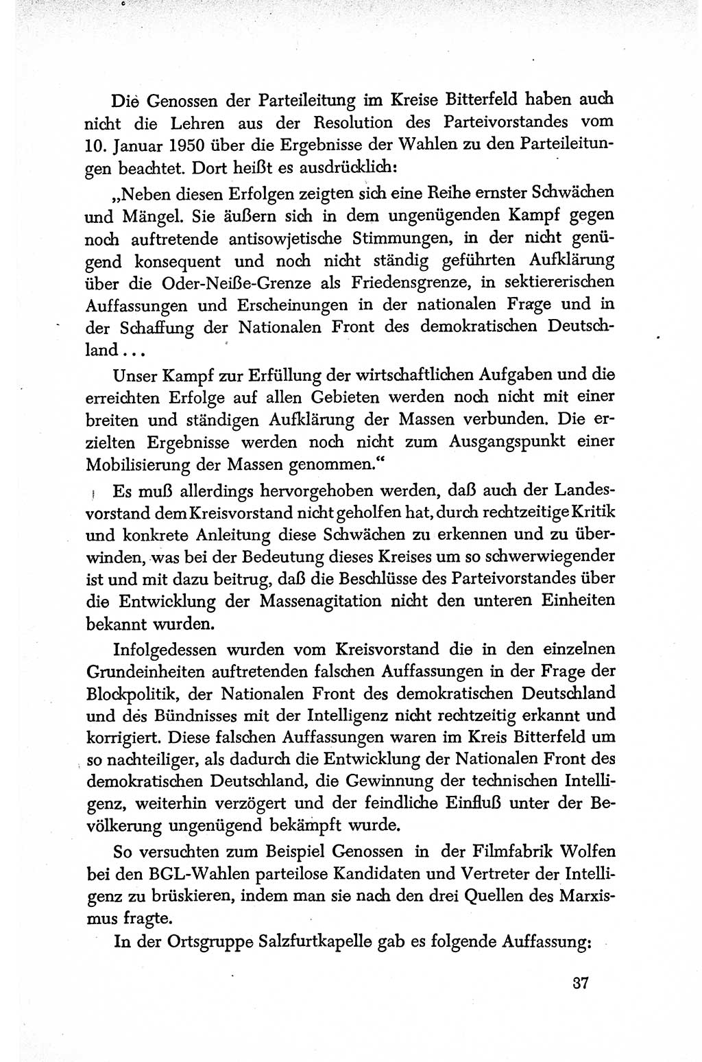 Dokumente der Sozialistischen Einheitspartei Deutschlands (SED) [Deutsche Demokratische Republik (DDR)] 1950-1952, Seite 37 (Dok. SED DDR 1950-1952, S. 37)