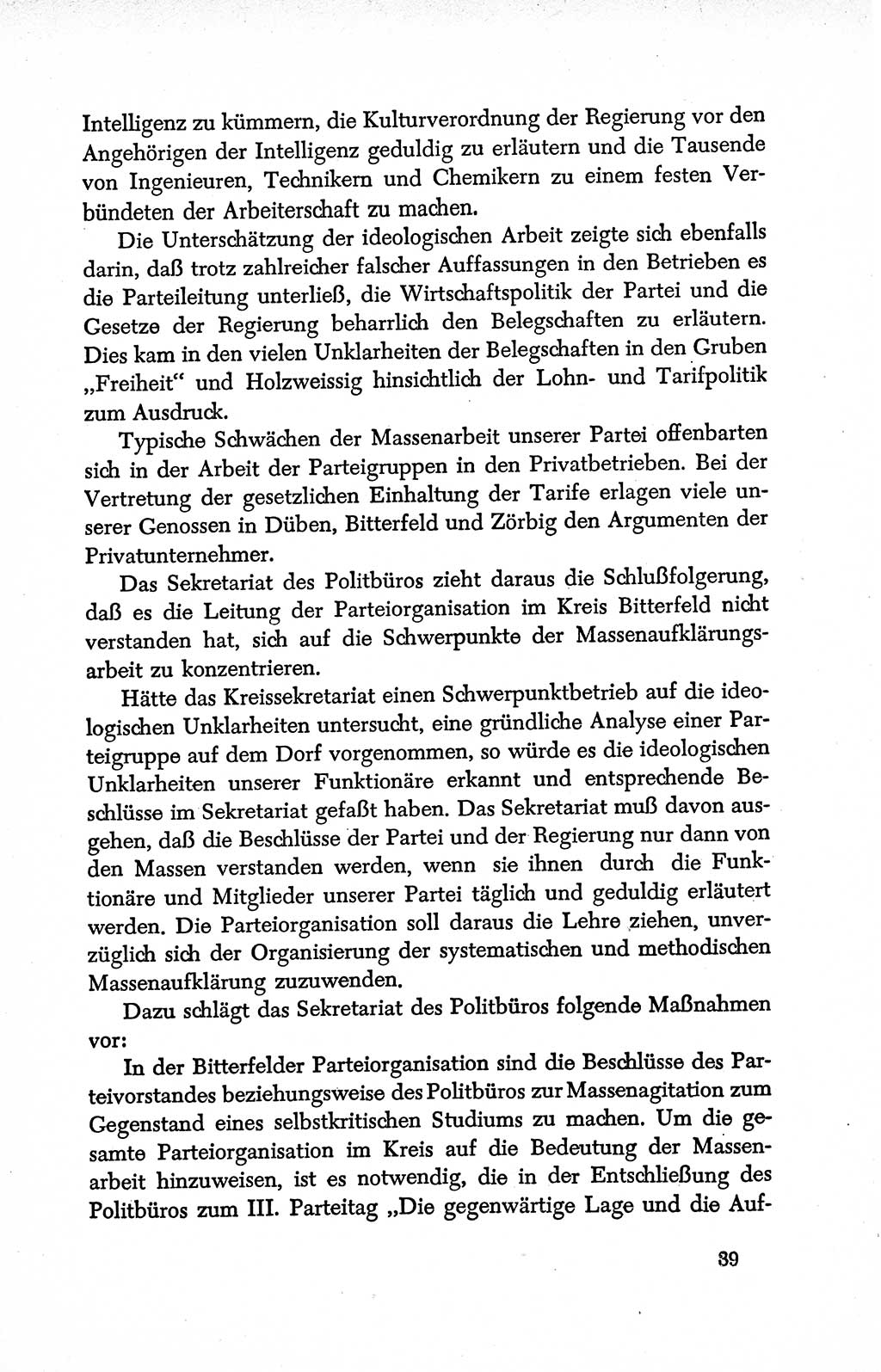 Dokumente der Sozialistischen Einheitspartei Deutschlands (SED) [Deutsche Demokratische Republik (DDR)] 1950-1952, Seite 39 (Dok. SED DDR 1950-1952, S. 39)