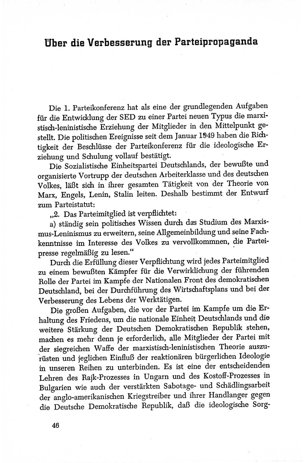 Dokumente der Sozialistischen Einheitspartei Deutschlands (SED) [Deutsche Demokratische Republik (DDR)] 1950-1952, Seite 46 (Dok. SED DDR 1950-1952, S. 46)