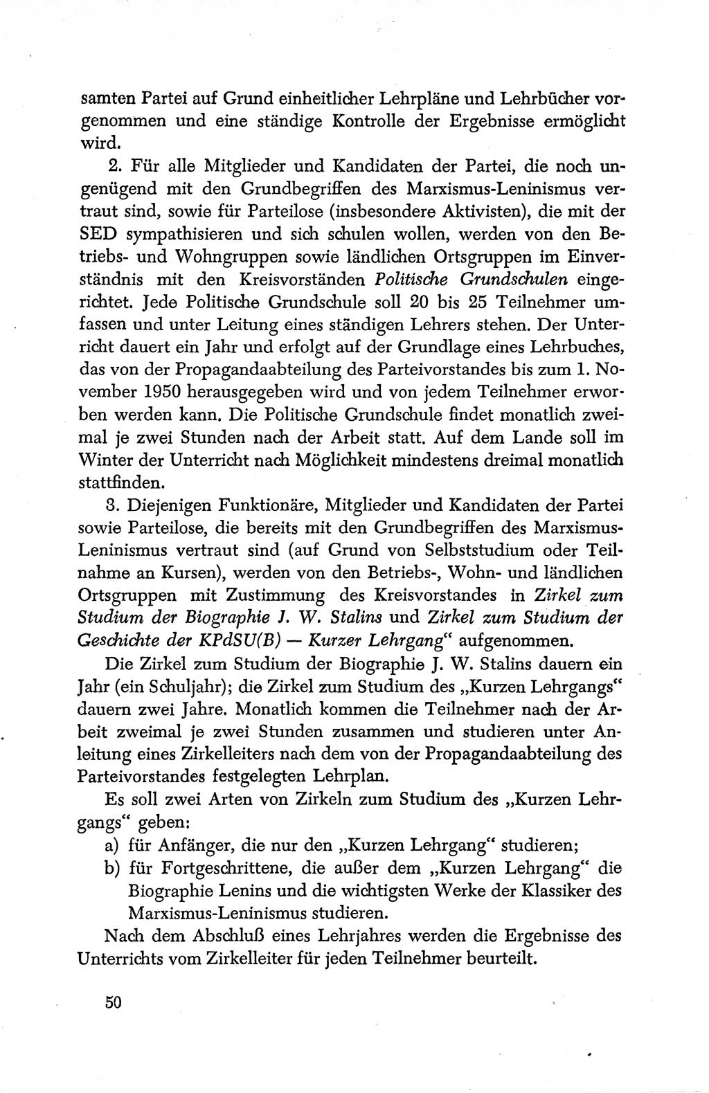 Dokumente der Sozialistischen Einheitspartei Deutschlands (SED) [Deutsche Demokratische Republik (DDR)] 1950-1952, Seite 50 (Dok. SED DDR 1950-1952, S. 50)