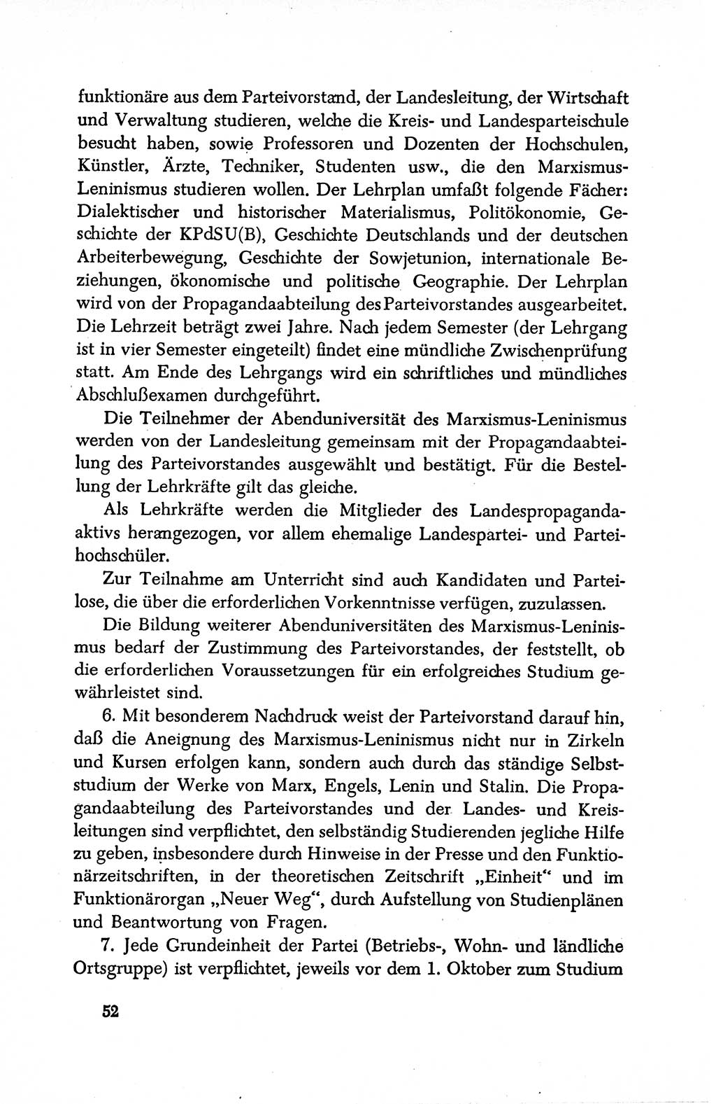 Dokumente der Sozialistischen Einheitspartei Deutschlands (SED) [Deutsche Demokratische Republik (DDR)] 1950-1952, Seite 52 (Dok. SED DDR 1950-1952, S. 52)