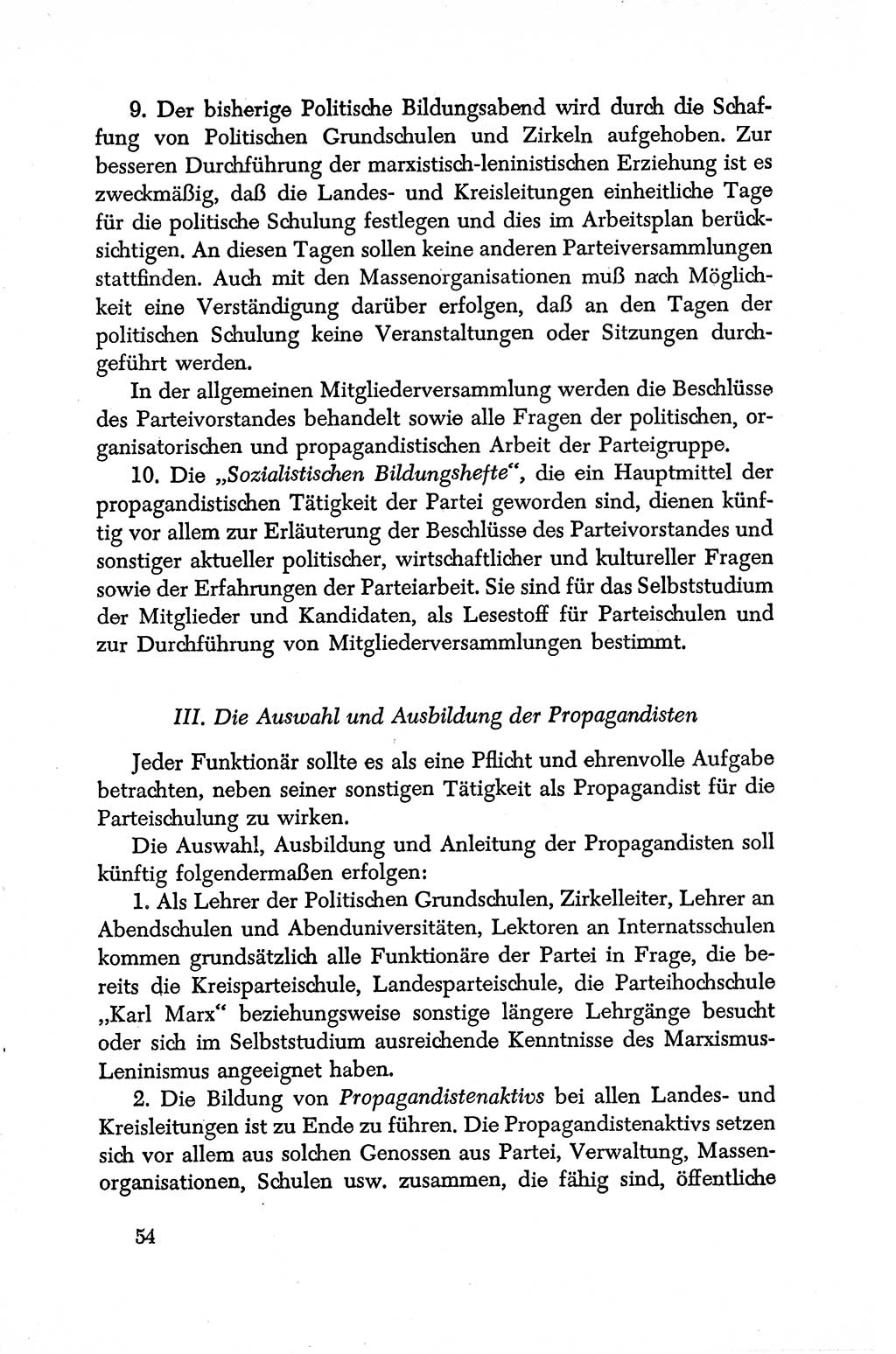Dokumente der Sozialistischen Einheitspartei Deutschlands (SED) [Deutsche Demokratische Republik (DDR)] 1950-1952, Seite 54 (Dok. SED DDR 1950-1952, S. 54)