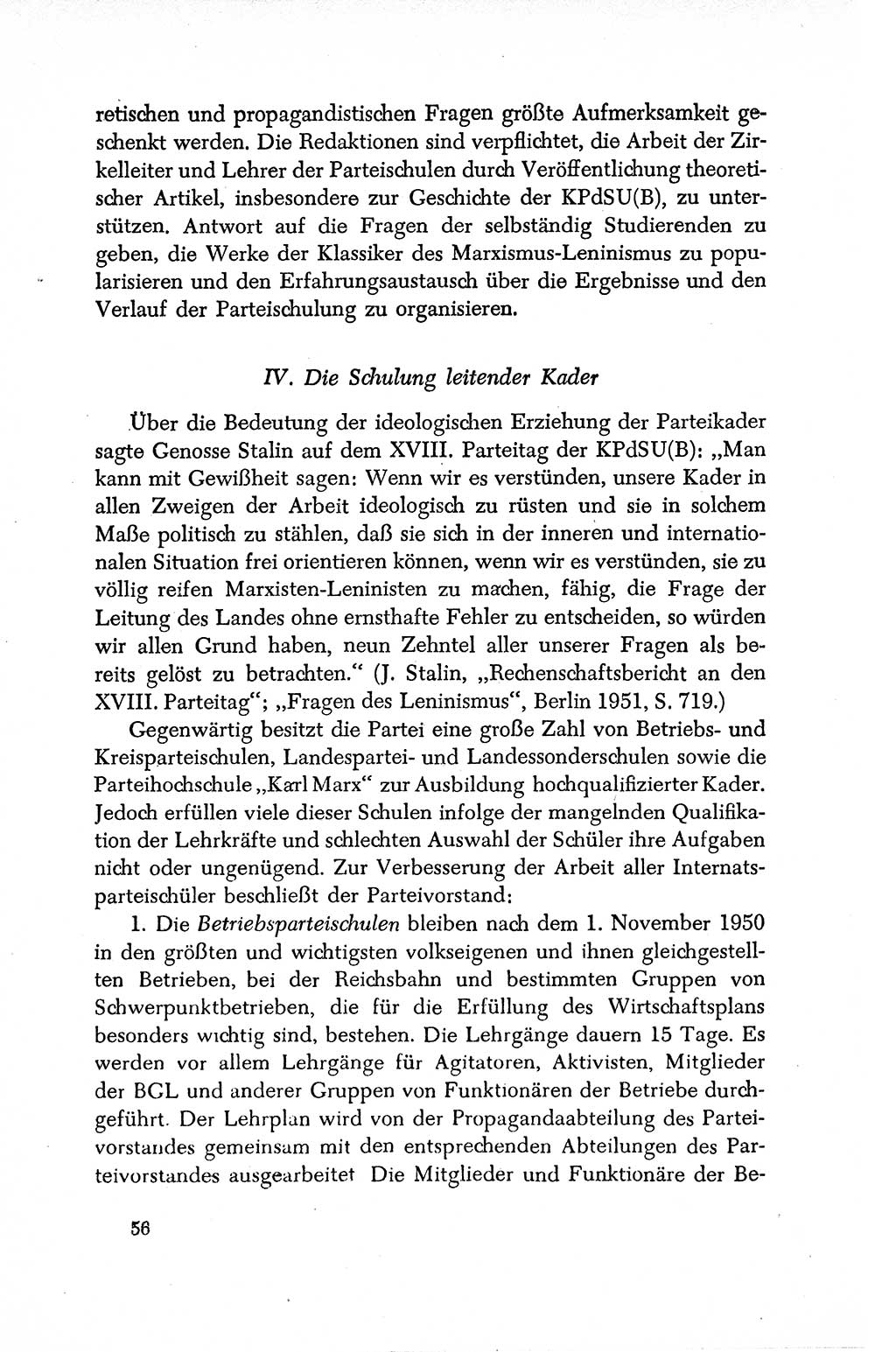 Dokumente der Sozialistischen Einheitspartei Deutschlands (SED) [Deutsche Demokratische Republik (DDR)] 1950-1952, Seite 56 (Dok. SED DDR 1950-1952, S. 56)