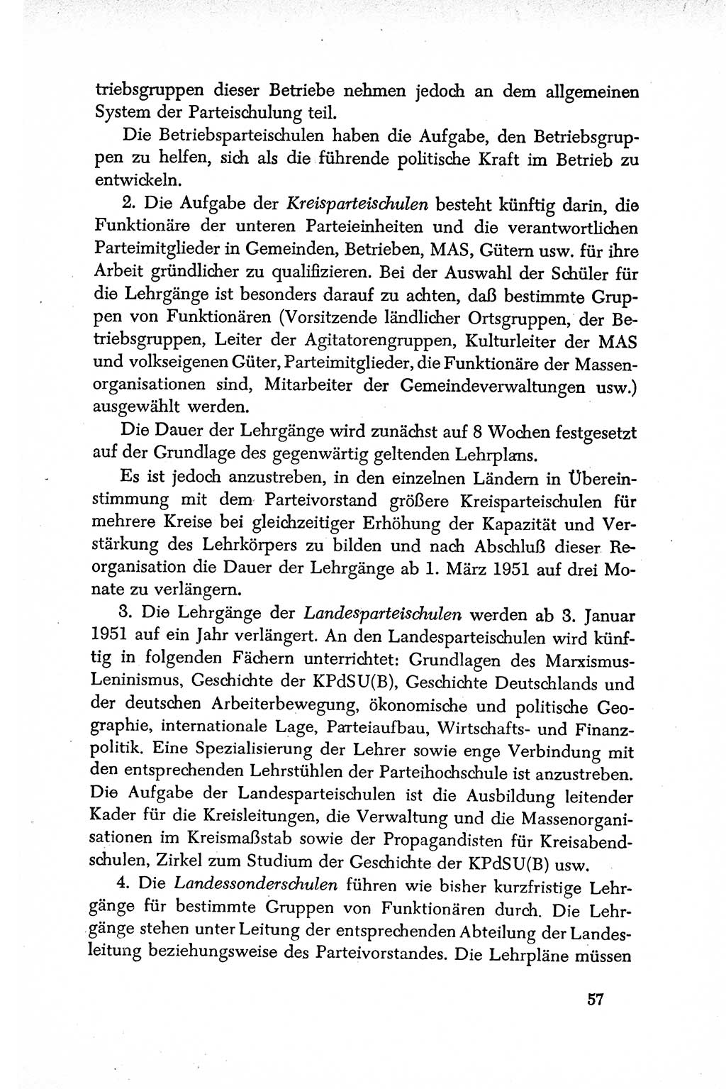Dokumente der Sozialistischen Einheitspartei Deutschlands (SED) [Deutsche Demokratische Republik (DDR)] 1950-1952, Seite 57 (Dok. SED DDR 1950-1952, S. 57)