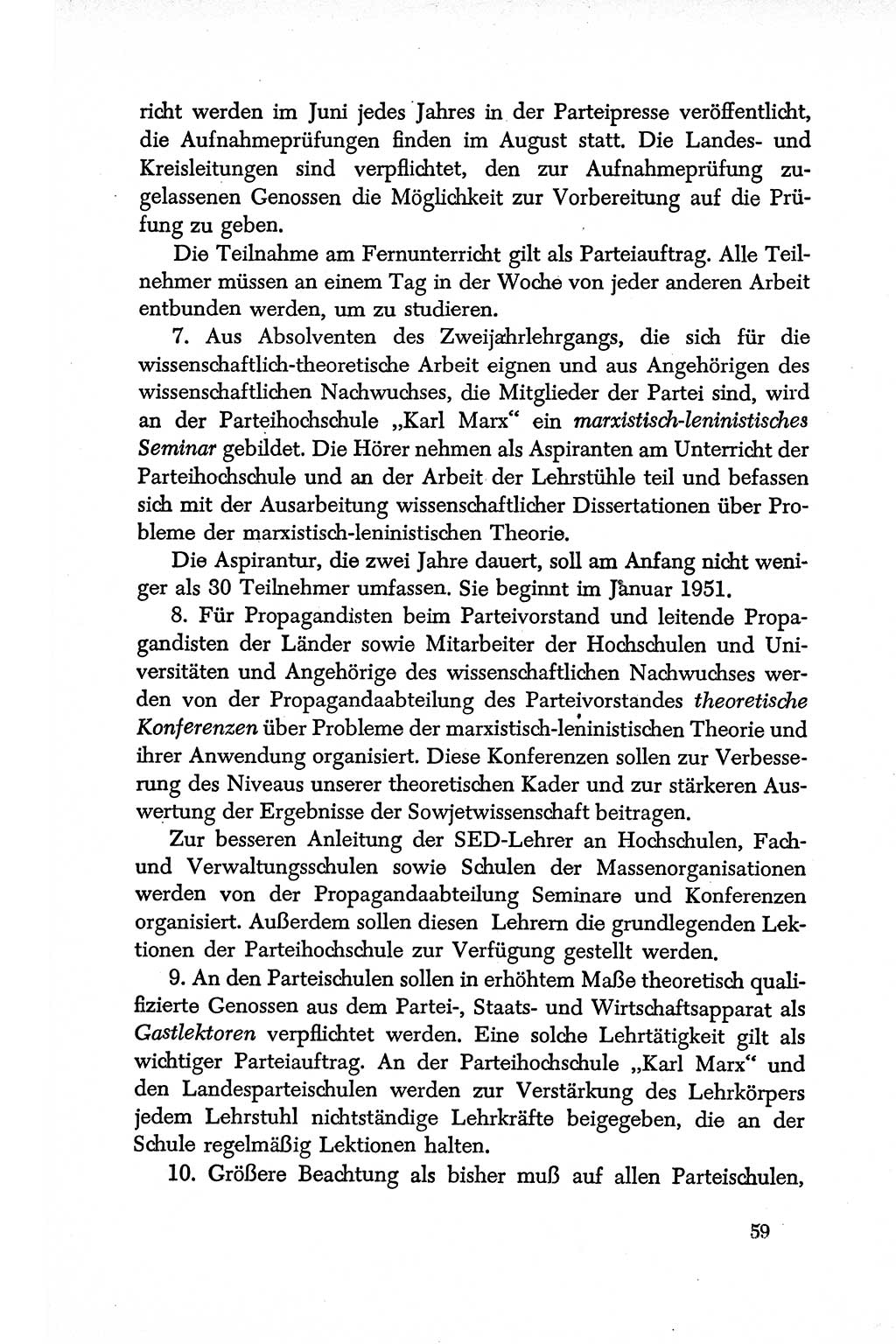Dokumente der Sozialistischen Einheitspartei Deutschlands (SED) [Deutsche Demokratische Republik (DDR)] 1950-1952, Seite 59 (Dok. SED DDR 1950-1952, S. 59)