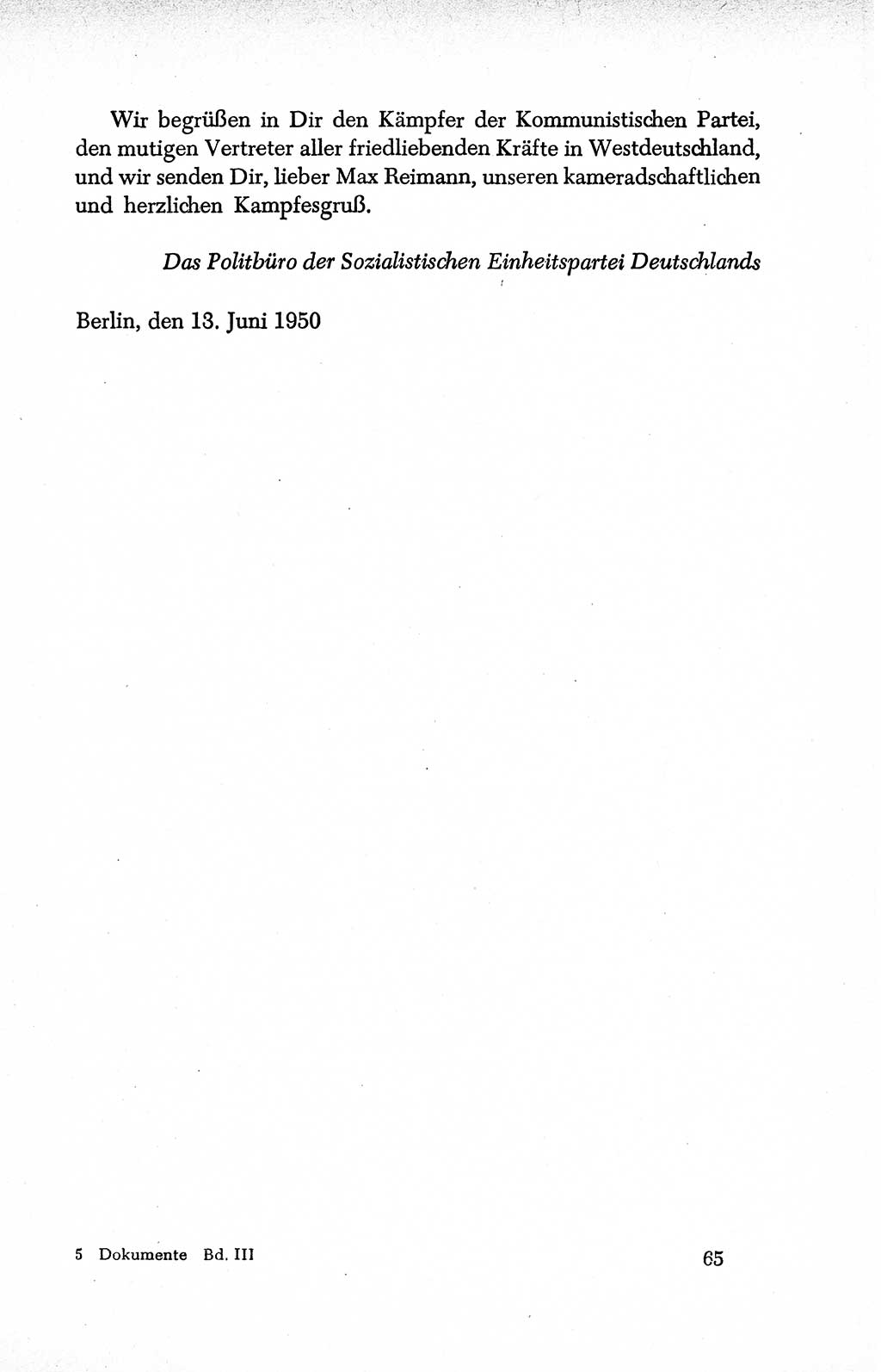 Dokumente der Sozialistischen Einheitspartei Deutschlands (SED) [Deutsche Demokratische Republik (DDR)] 1950-1952, Seite 65 (Dok. SED DDR 1950-1952, S. 65)