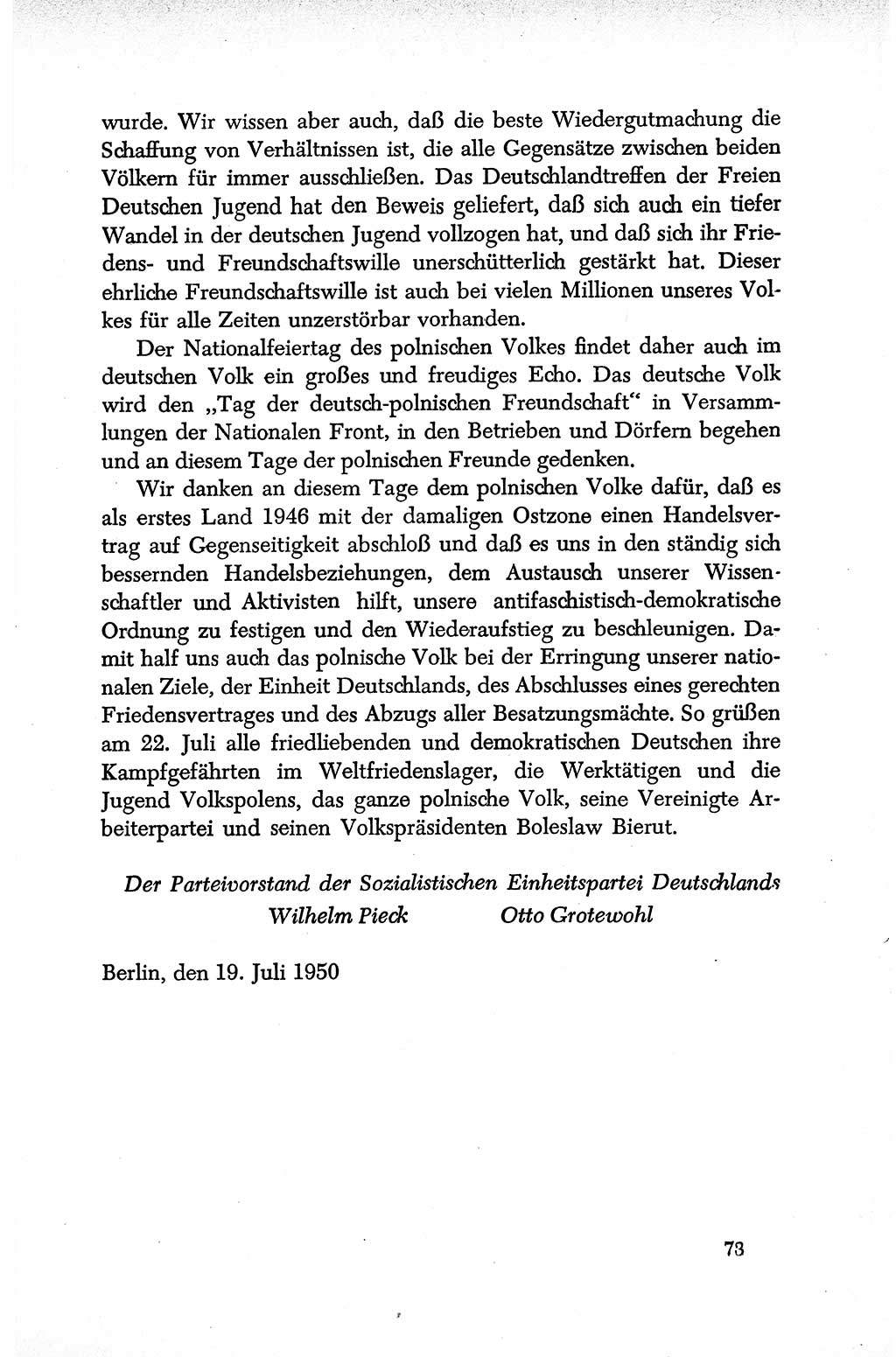 Dokumente der Sozialistischen Einheitspartei Deutschlands (SED) [Deutsche Demokratische Republik (DDR)] 1950-1952, Seite 73 (Dok. SED DDR 1950-1952, S. 73)