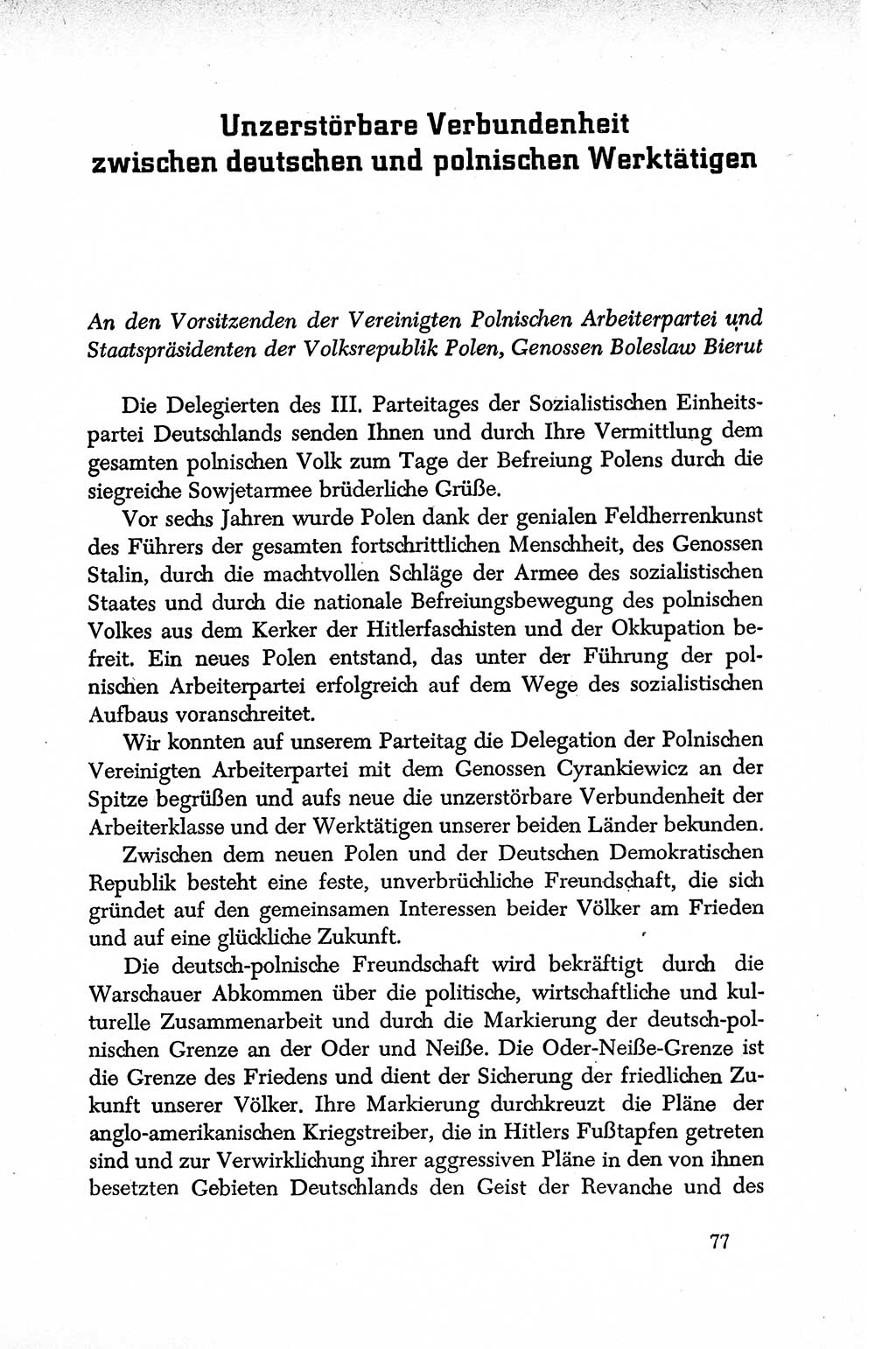 Dokumente der Sozialistischen Einheitspartei Deutschlands (SED) [Deutsche Demokratische Republik (DDR)] 1950-1952, Seite 77 (Dok. SED DDR 1950-1952, S. 77)