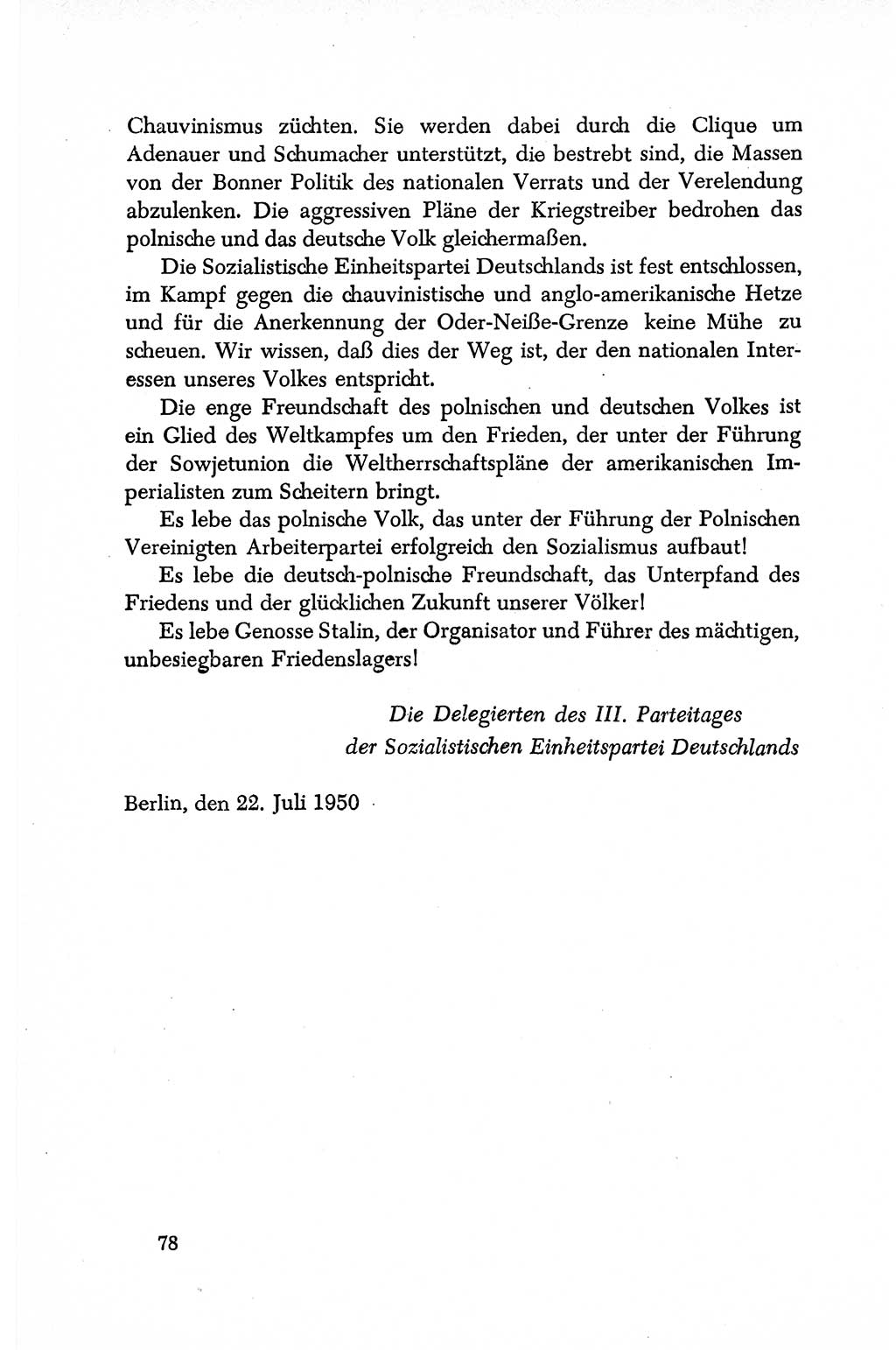 Dokumente der Sozialistischen Einheitspartei Deutschlands (SED) [Deutsche Demokratische Republik (DDR)] 1950-1952, Seite 78 (Dok. SED DDR 1950-1952, S. 78)